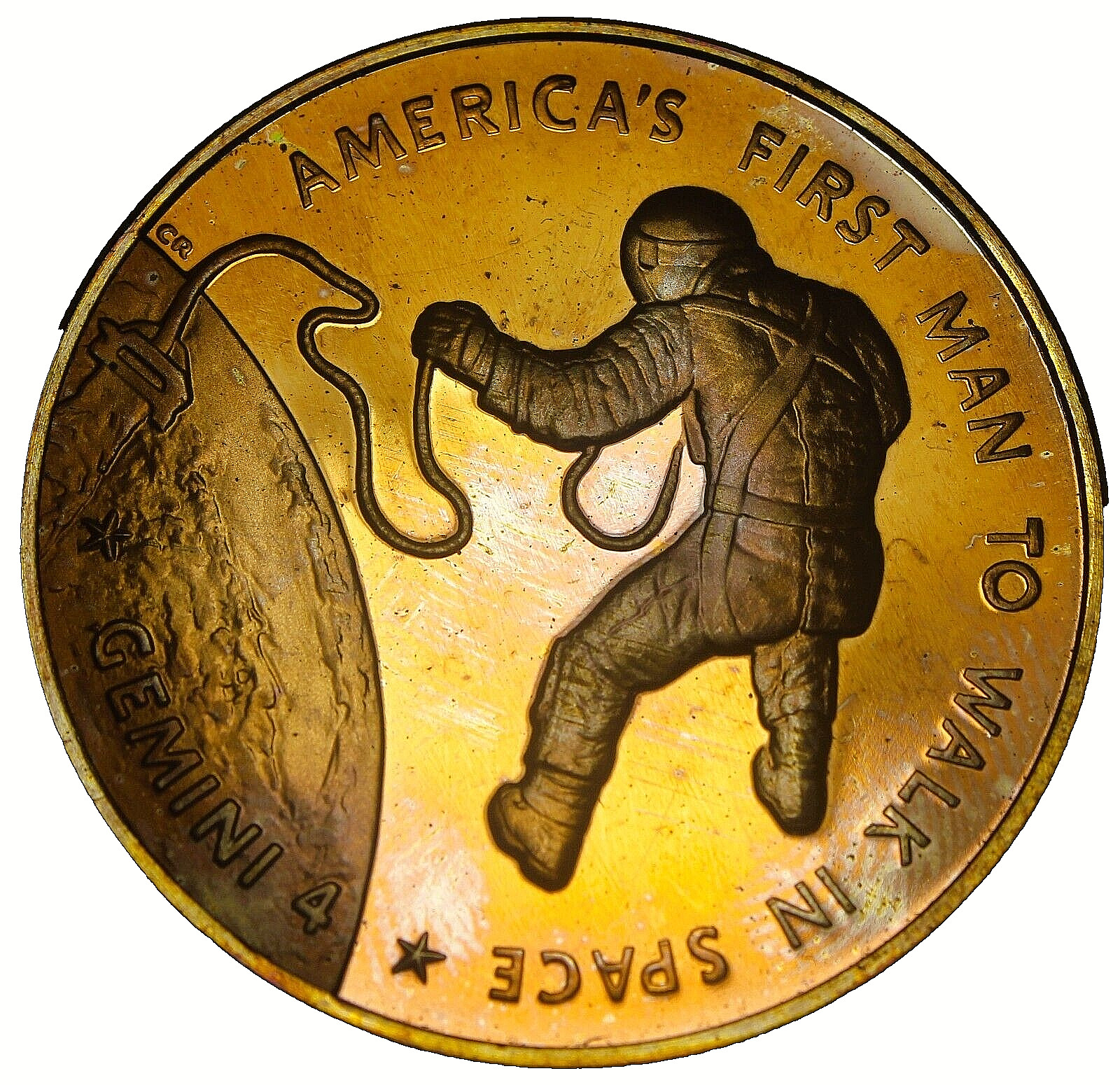 Gemini 4, First Man to Walk in Space 1965 Bronze Proof Medallion~Franklin~#M106