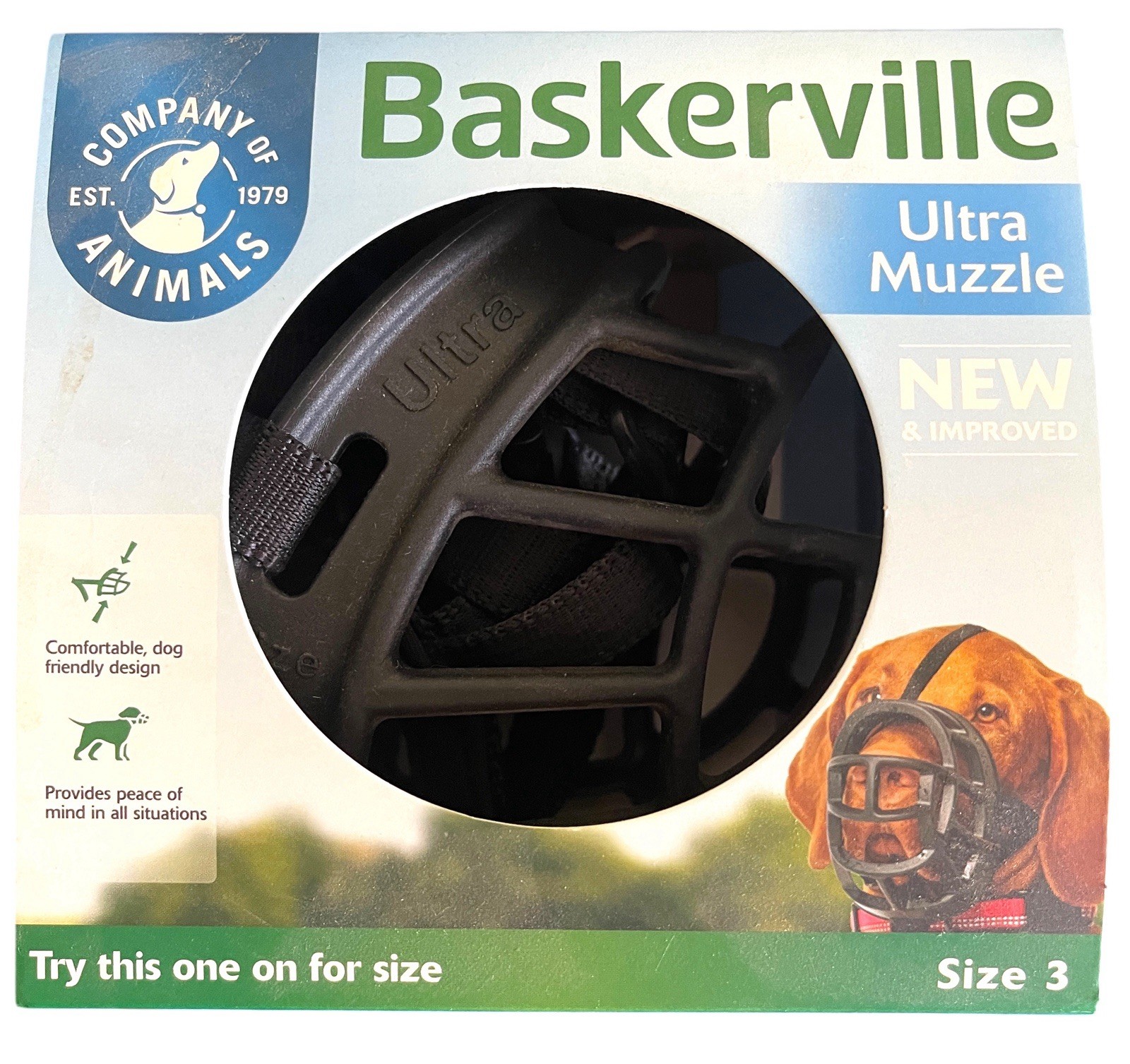 NEW Baskerville Ultra Muzzle Size 3  3” x 11” Corgi, Beagle, Border Collie, More