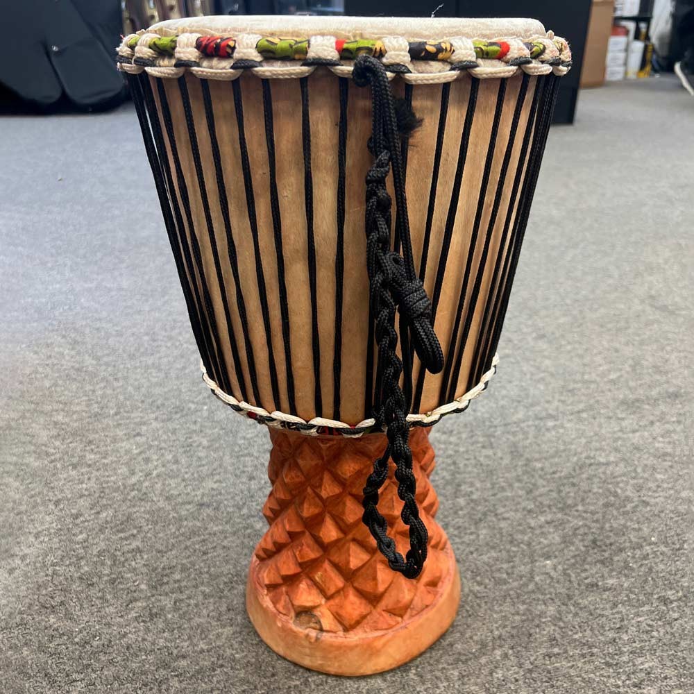 Authentic African 10.5 in. Goatskin Djembe Drum Handmade in Guinea (Pre-Owned)