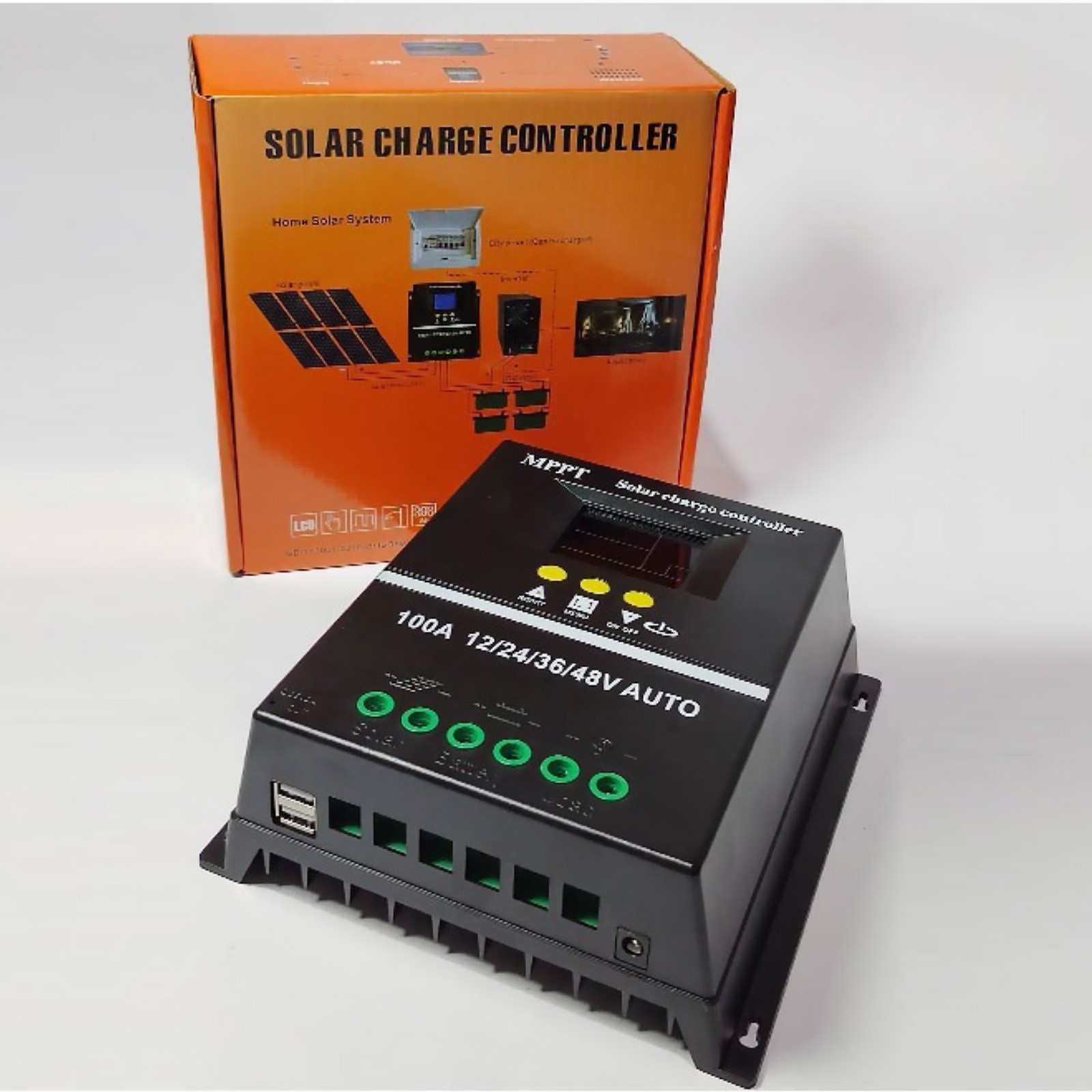 100A Dual USB MPPT Solar Charge Controller Inverter 12V 24V 36V 48V PV Regulator