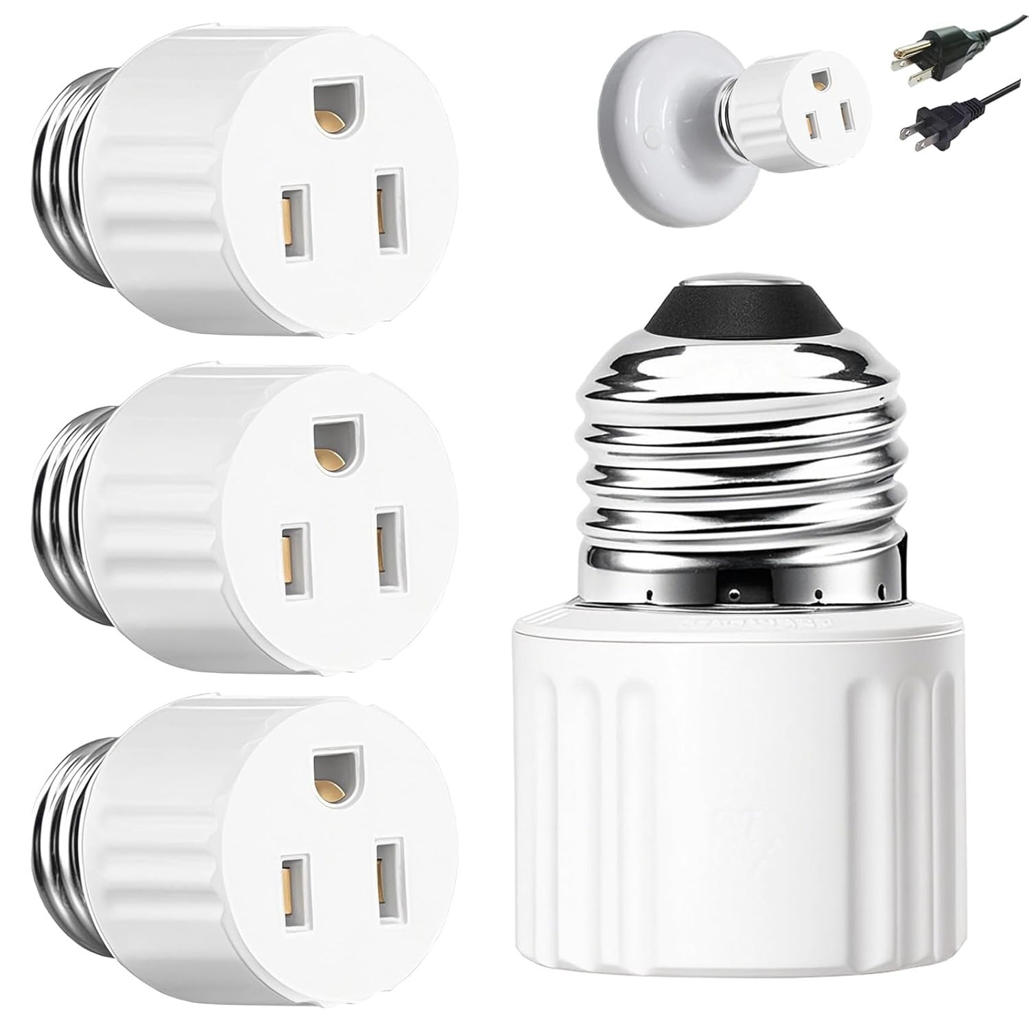 3 Packs Light Socket Plug Adapter,3 Prong Light Socket to Plug Adapter,E26 Li...