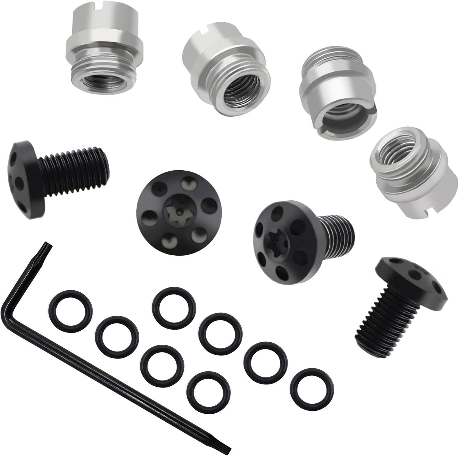 1911 Grip Screws Bushings Set with Torx Wrench, 8 O Rings Black