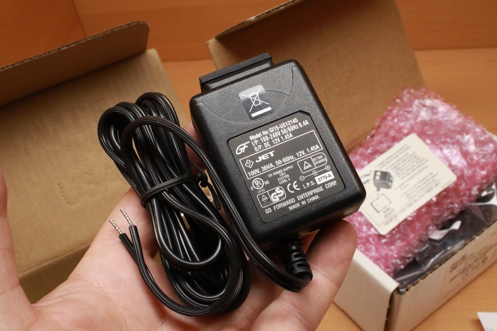 JET GI15-US12145 PDPS-1-NA Power Supply 100V 36VA 50-60 HZ, 12V NIB 6FT CORD