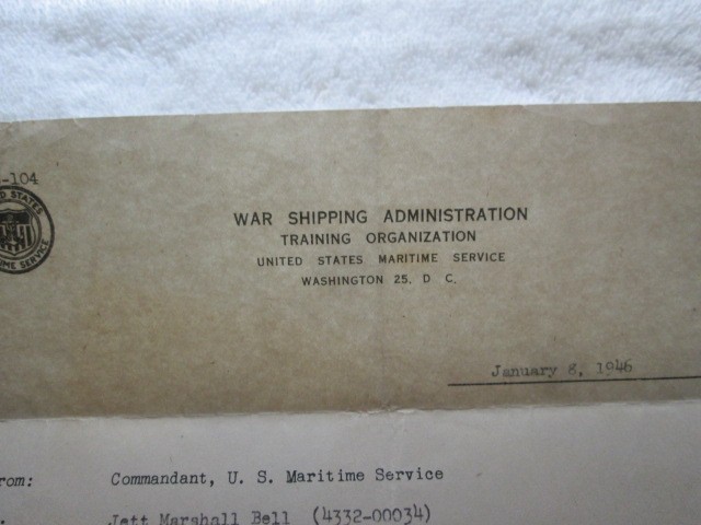 War Shipping Administration Promotion Notification, January 8, 1946