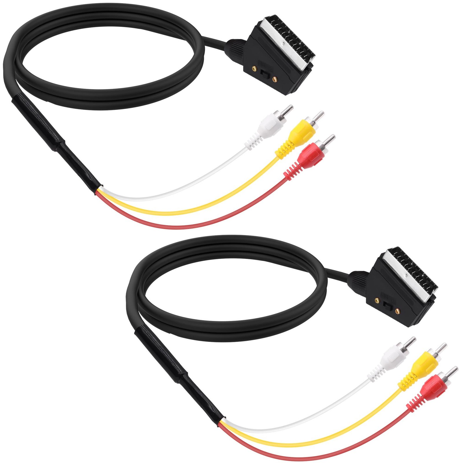 YARCHONN SCART to 3 RCA Cable Lead Converter Adapter Switchable 3 4.9 feet