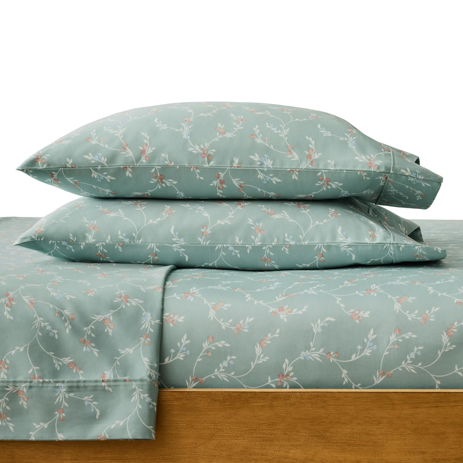 Better Homes & Gardens 4-Piece Lysia Floral Green River Bed Sheet Set, Queen