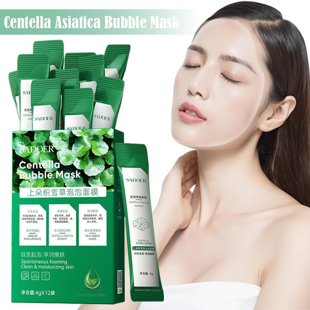 12pcs Bubble Face Sheet Masque Centella Bubble Mask (green)- Oil Control J5O6