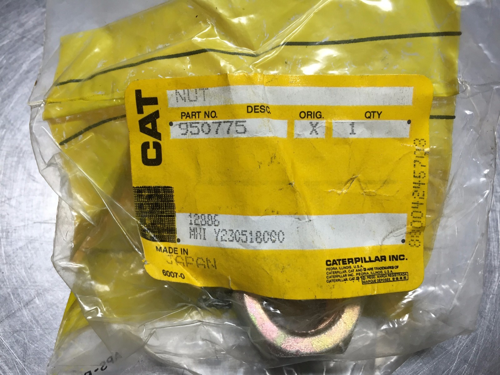 095-0775 GENUINE OEM  CAT  NUT  Caterpillar 950775  QTY of 2 NUTS