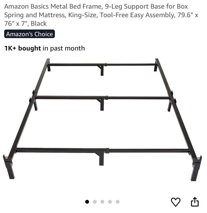 Amazon Basics King Metal Bed Frame 9-Leg Support Base Black 79.5 x 76 in