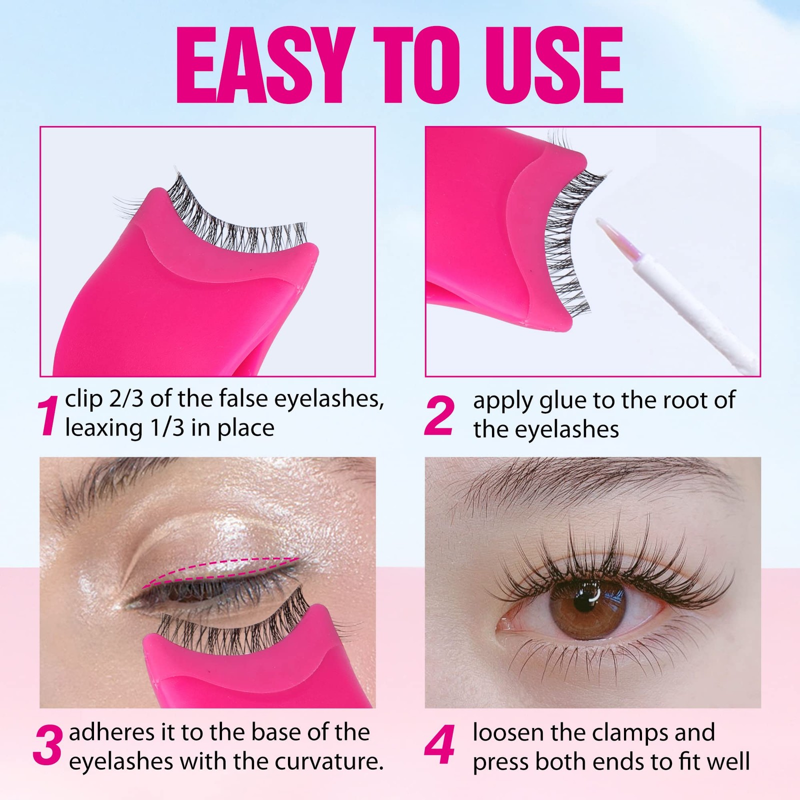 False Eyelashes Applicator Tool Lashes Clip for 1 count (Pack of 1), Plum