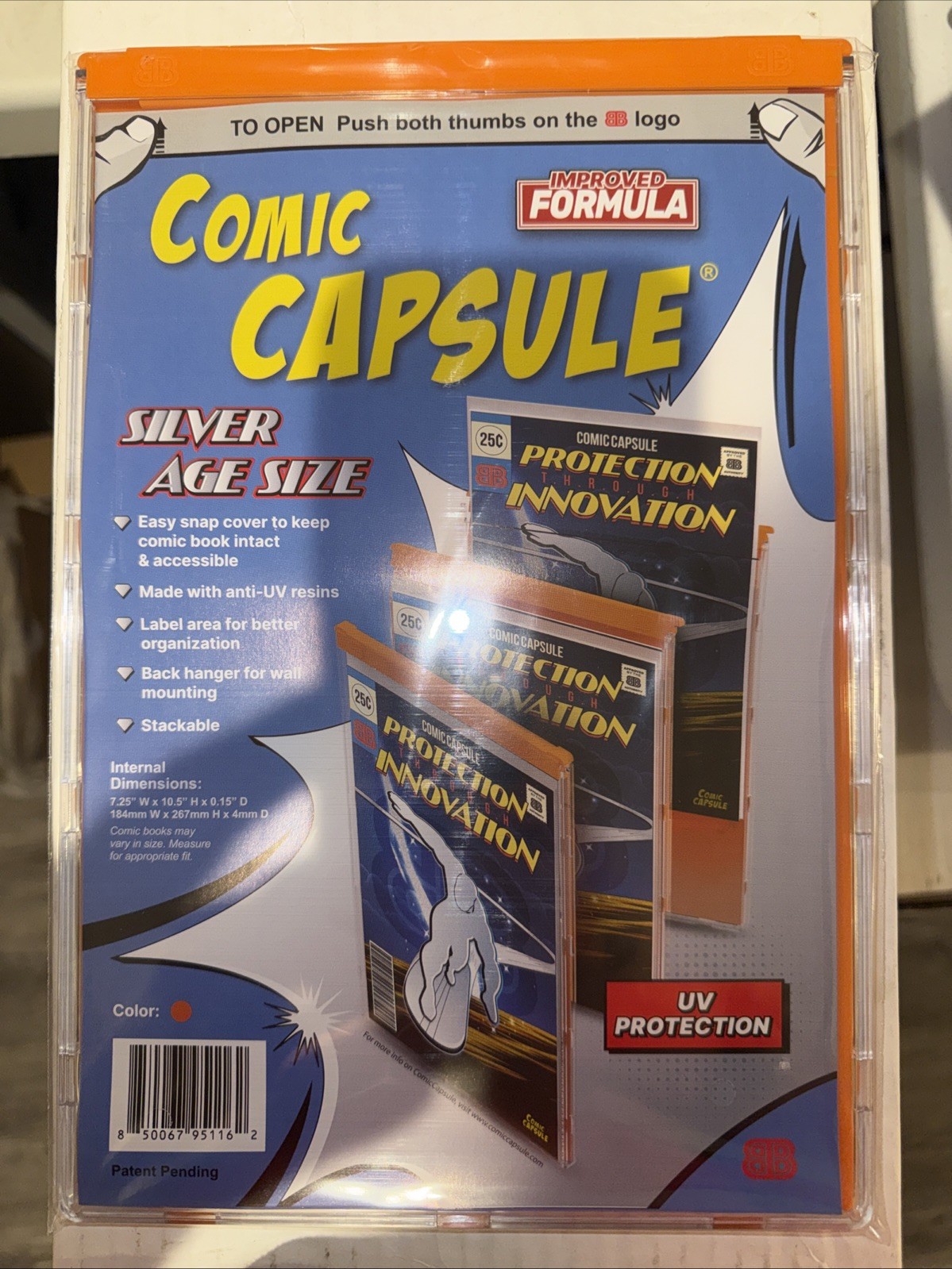 Silver Age Size ComicCapsule - ORANGE - (Fits Your Bagged Comic Perfectly!)