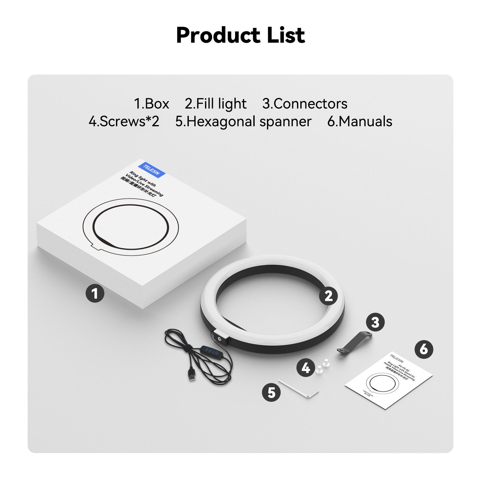 Mobile Video Live Broadcast Bracket Ring Fill Light Three Levels Remote Controll