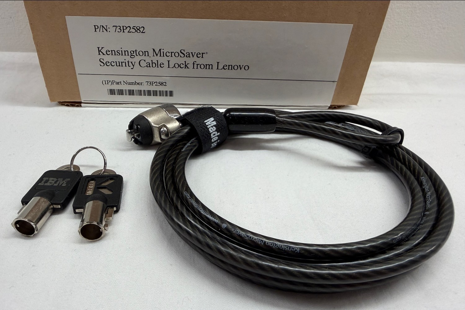 NEW! 6ft Kensington MicroSaver Security Cable Lock From Lenovo w/ Key 73P2582