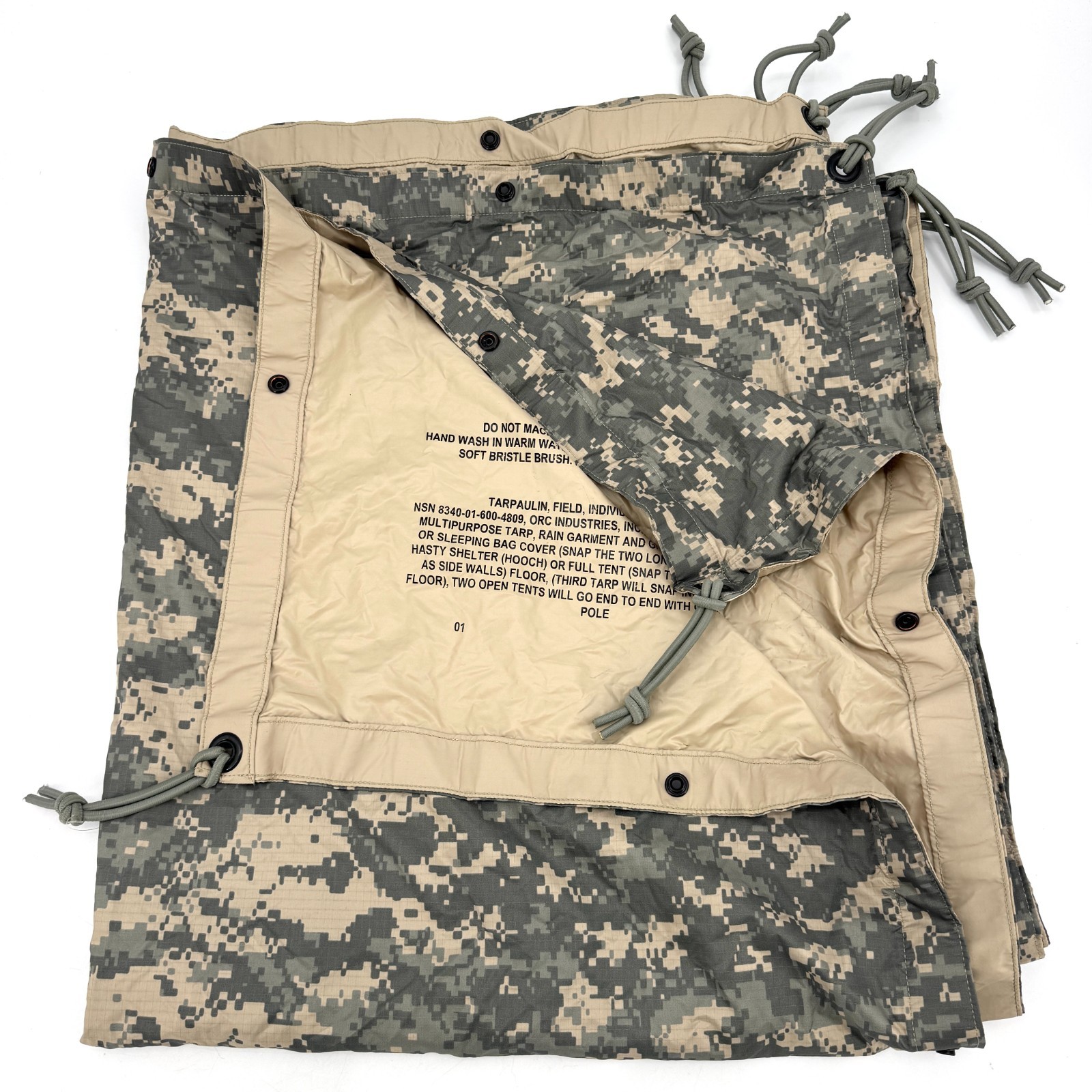 USGI Military Army Field Tarpaulin ACU TAN Reversible Tarp 90" x 80" FAIR