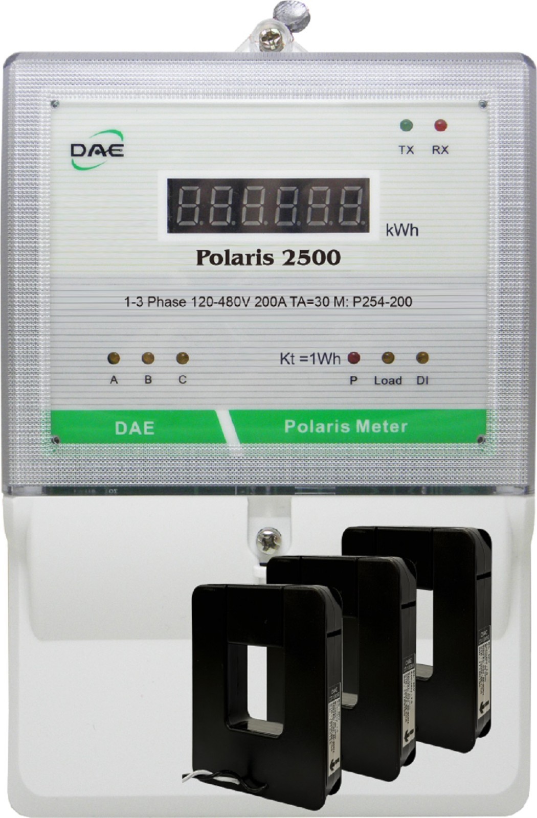 DAE P254-1000 KIT, UL 1000A kWh meter, 3P4W, 120-480V, RS485, 3 Split CTs