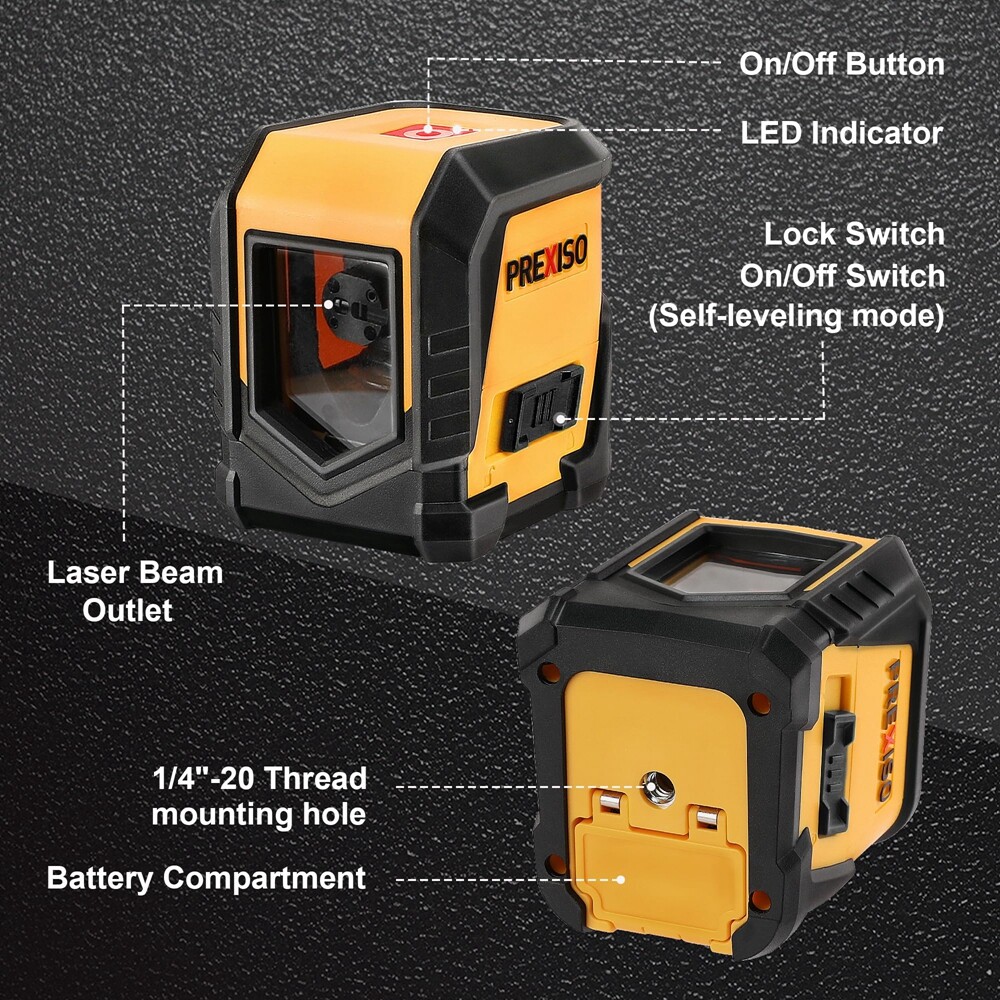 PREXISO 50FT Laser Level Level Line leveler Tools Self-Leveling Cross Line Laser