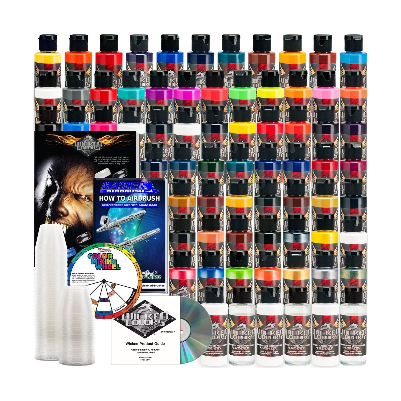 Createx 66 Wicked Colors 2oz Complete Colors Airbrush Paint Set
