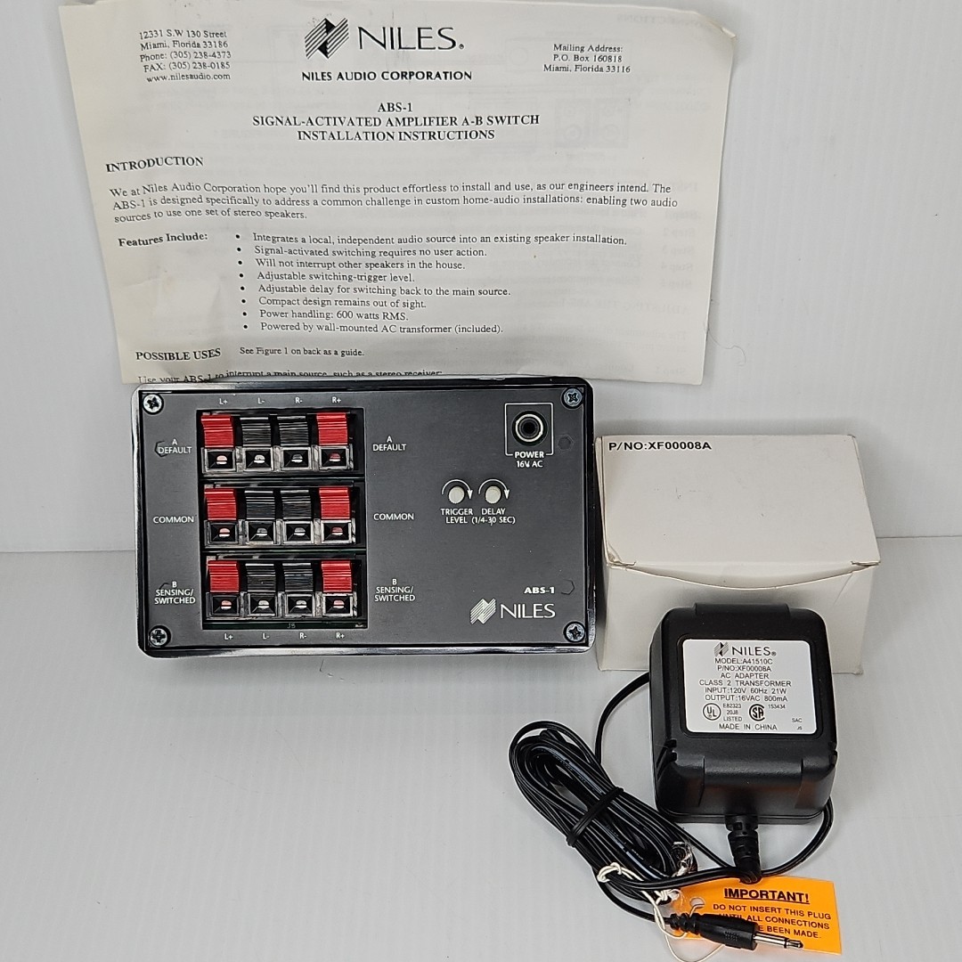 Niles ABS-1 Speaker Level Switching With Power Supply & Instructions