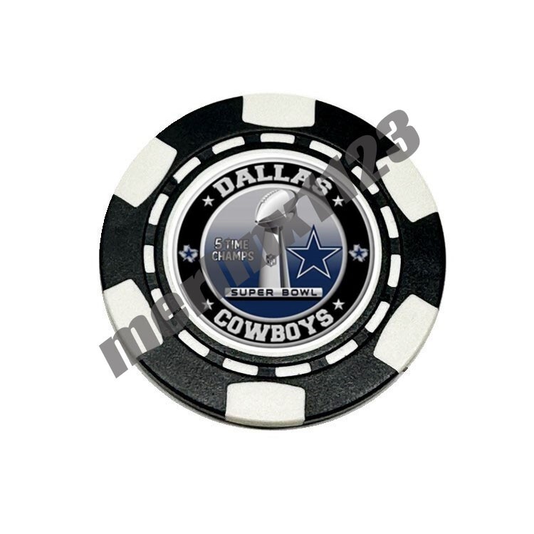 Dallas Cowboys 5 Super Bowl Titles Poker Chip Golf Ball Marker Card Guard