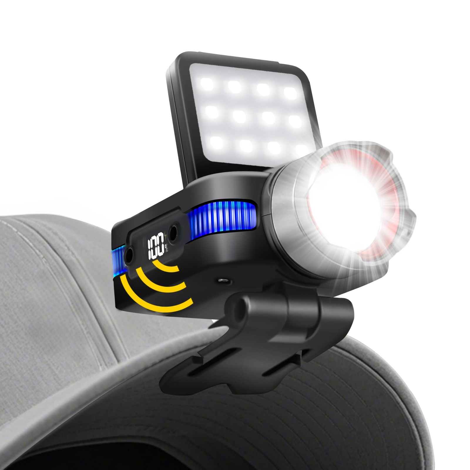 Hard Hat Clip Lights, 800lm Rechargeable Clip on Cap Lights, 180° Adjustable ...