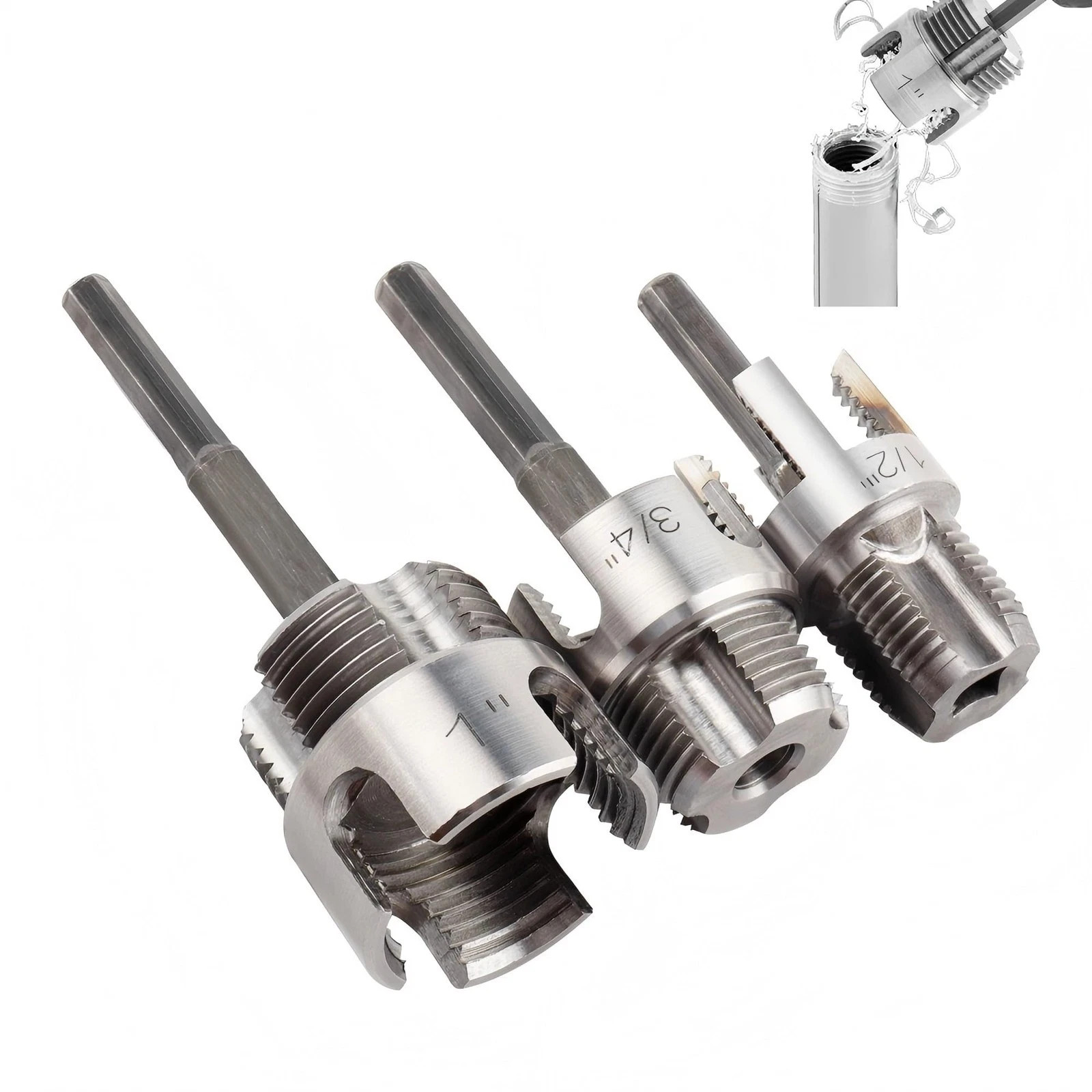 3Pcs Integrated Internal & External Pipe Threading Tool, Dual-Function Pipe