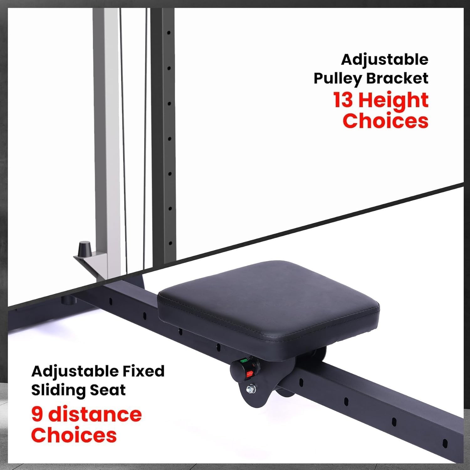 Foldable 2-in-1 Rowing Cable Machine, Adjustable LAT Pulldown Low Row Home Gym