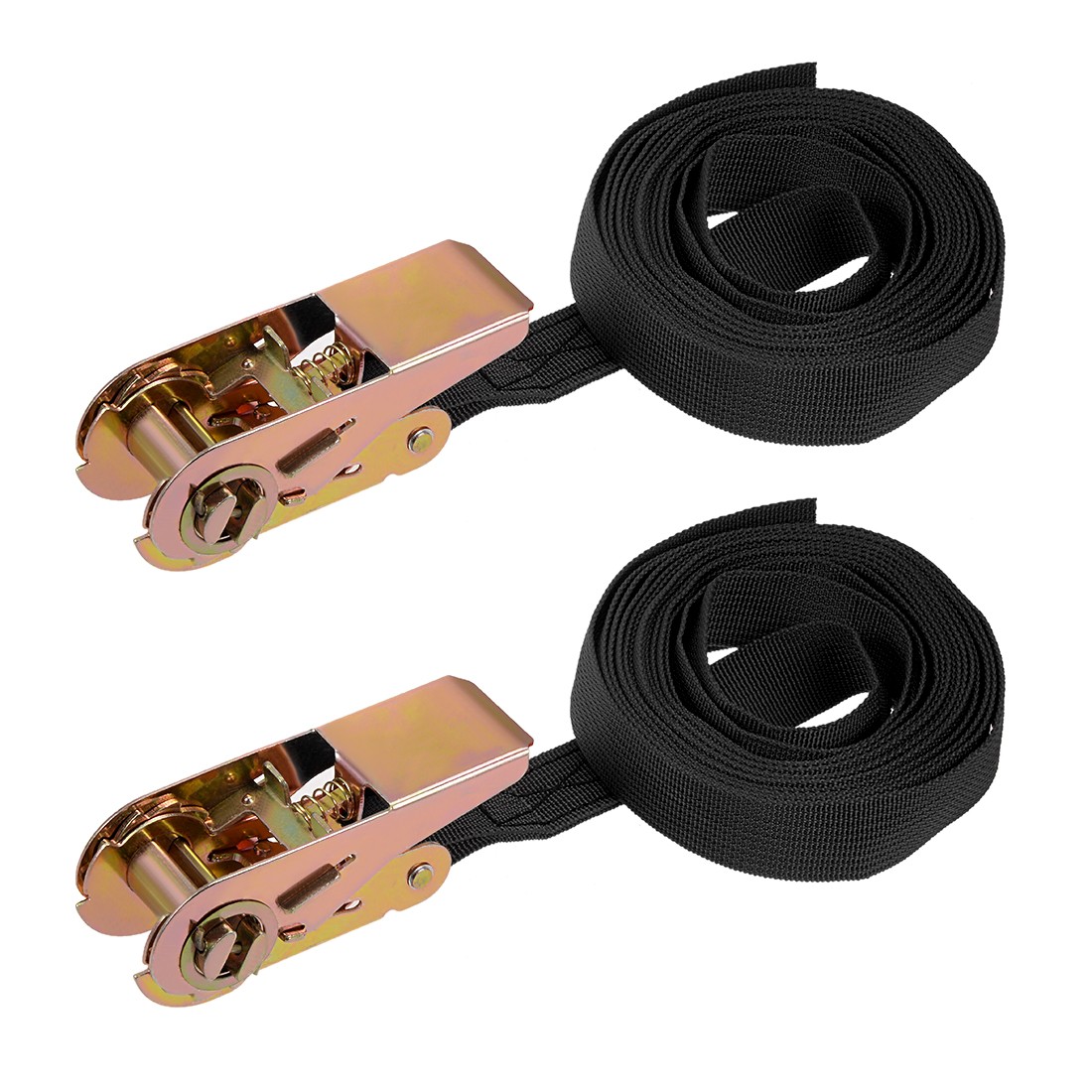 4Mx25mm Ratchet Tie Down Strap Cargo Lashing Straps 250Kg Work Load, Black, 2Pcs