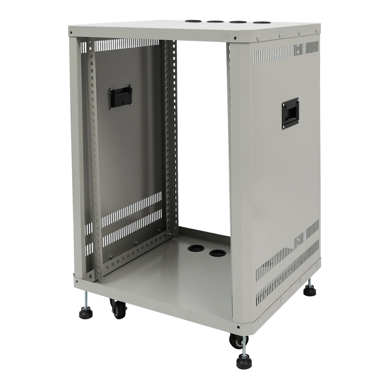 15U Audio Equipment Rack Audio Rack With Feet & Wheels Rolling Studio Rack Case
