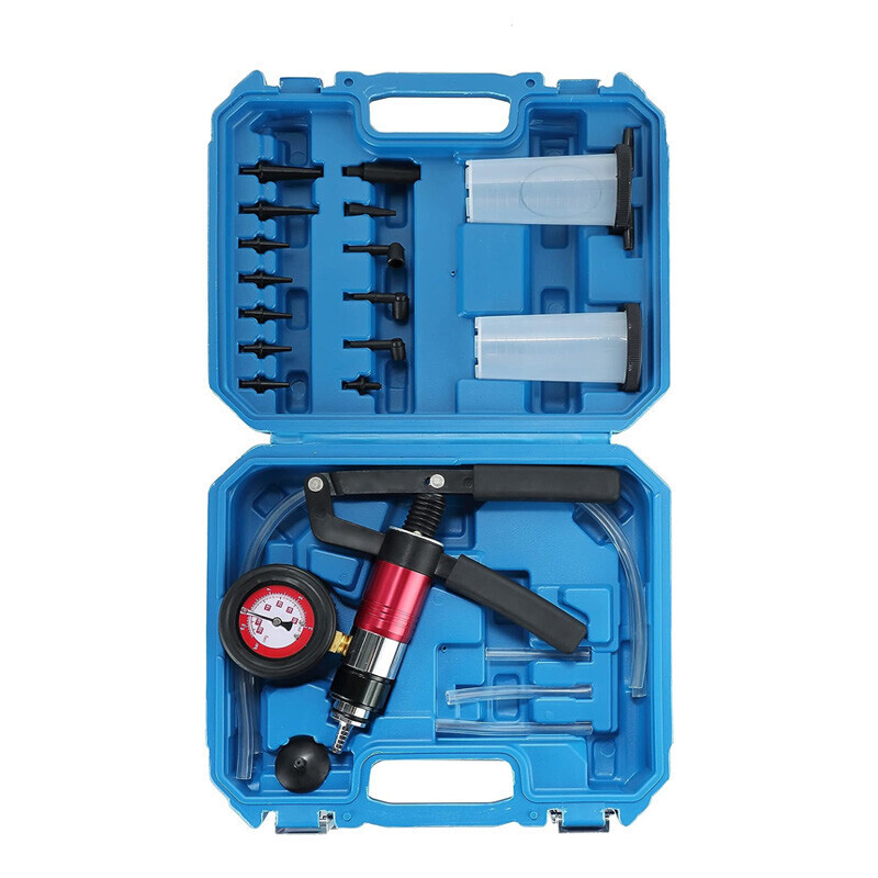 21pcs Hand Held Vacuum Pressure Pump Tester Brake Fluid Bleeder Bleeding Tool US