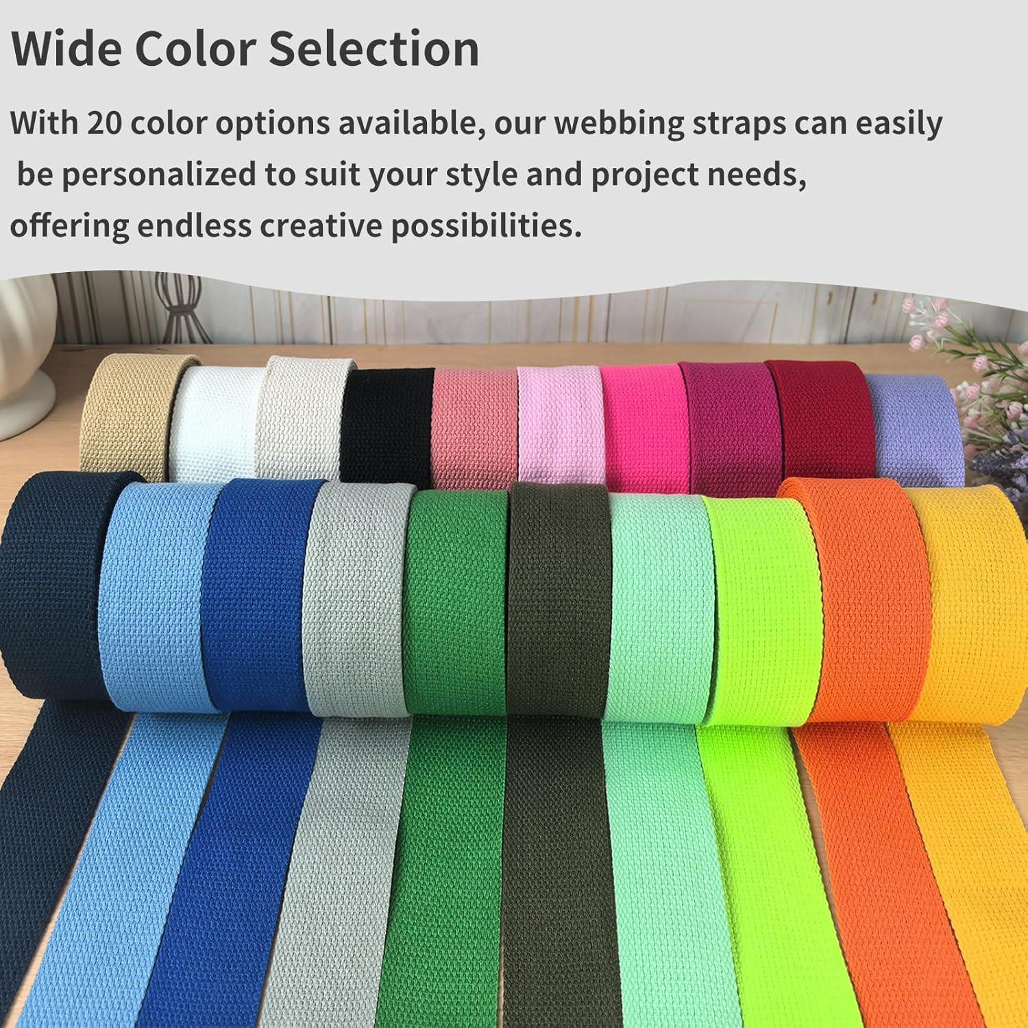 1.5 Inch Cotton Webbing Braid Handles Bag Strap 15Ft High Density Webbing Plain