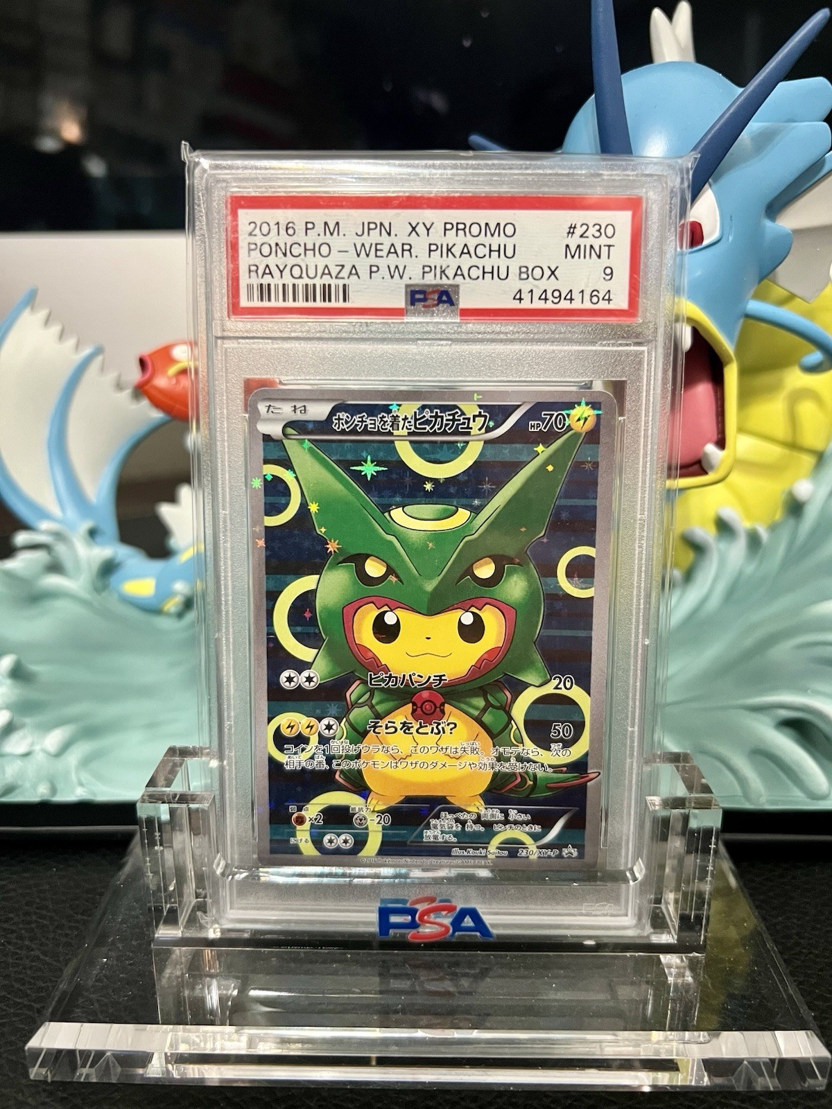 PSA 9 Mint 2016 Pokemon Rayquaza Poncho-Wearing Pikachu Japanese XY Promo #230