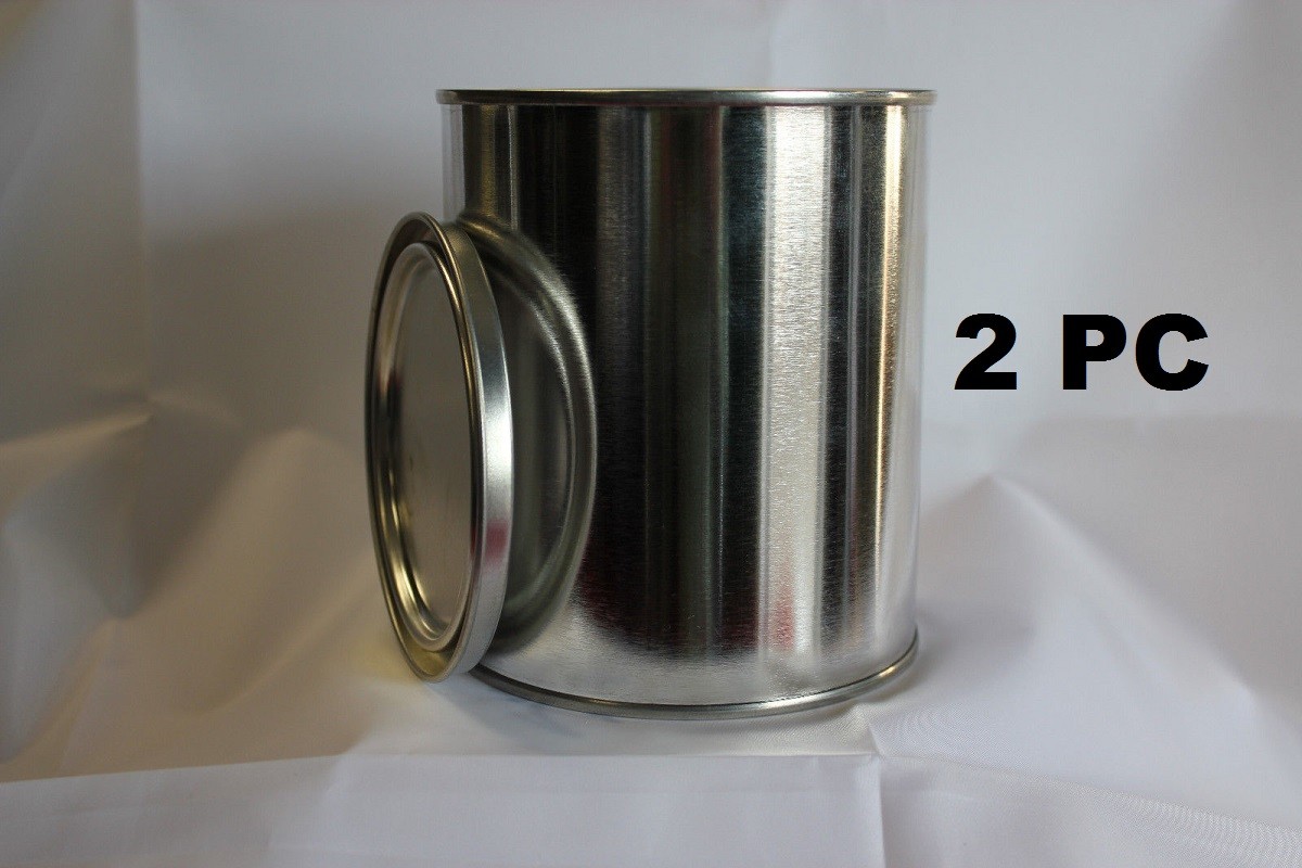 2PC PINT EMPTY METAL PAINT CANS WITH LIDS