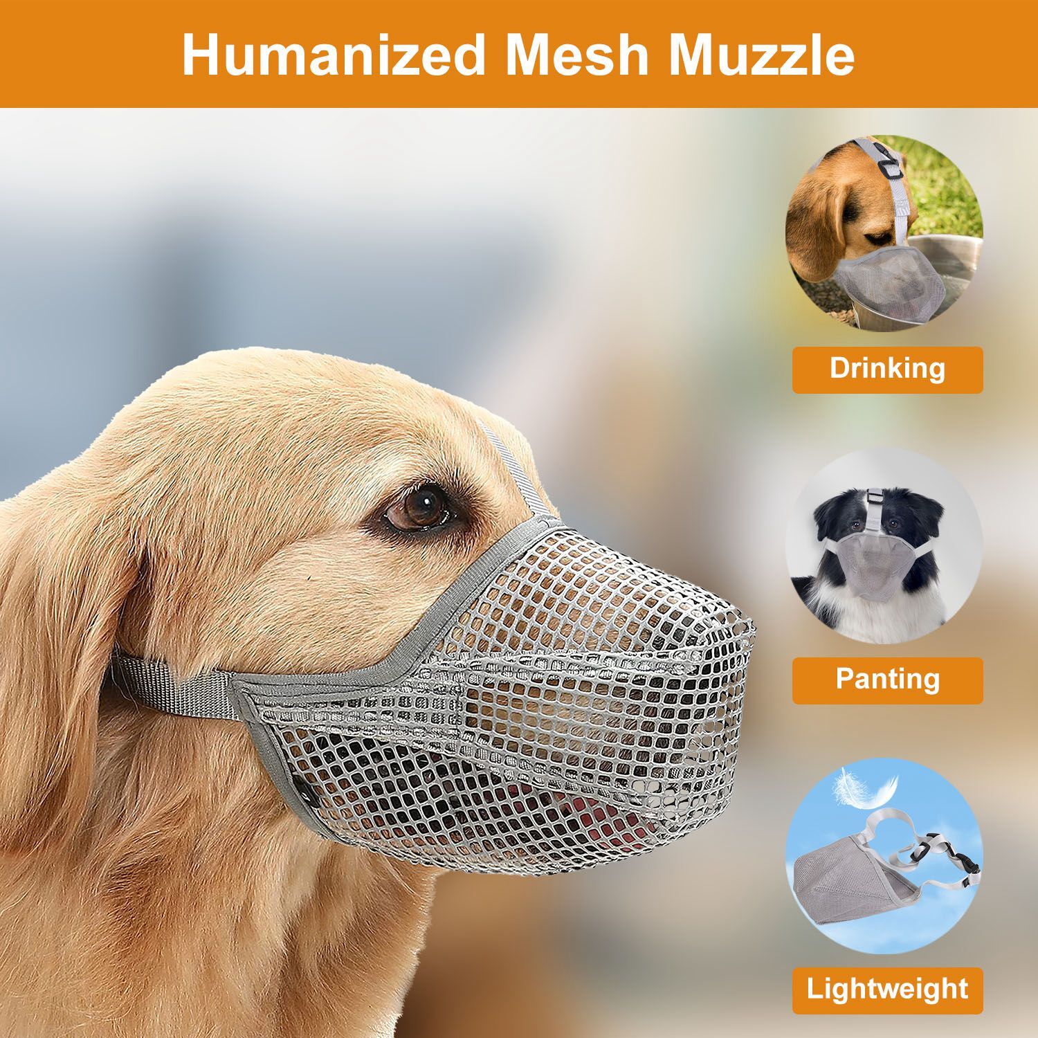 NEW Mask Soft Anti Bite Barking Chewing Mesh Mask Training Adjustable