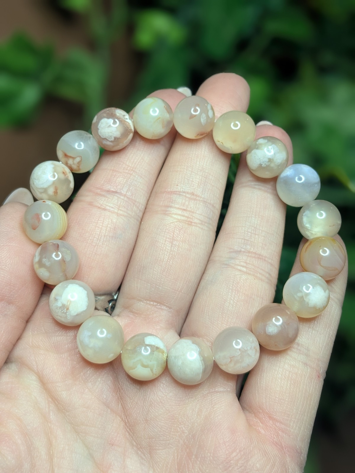 Flower Agate Stretch Bracelet
