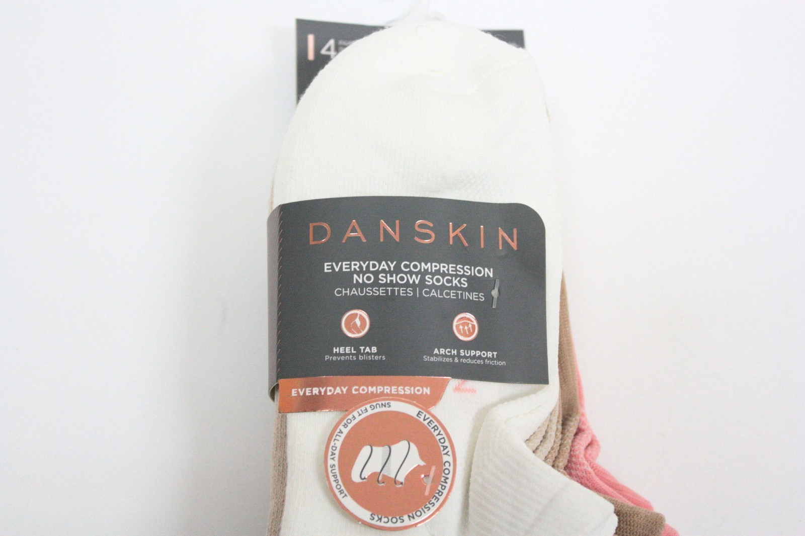 DANSKIN Women's Everyday Compression No Show Socks 4 Pairs Wmns Shoe Size 4-10