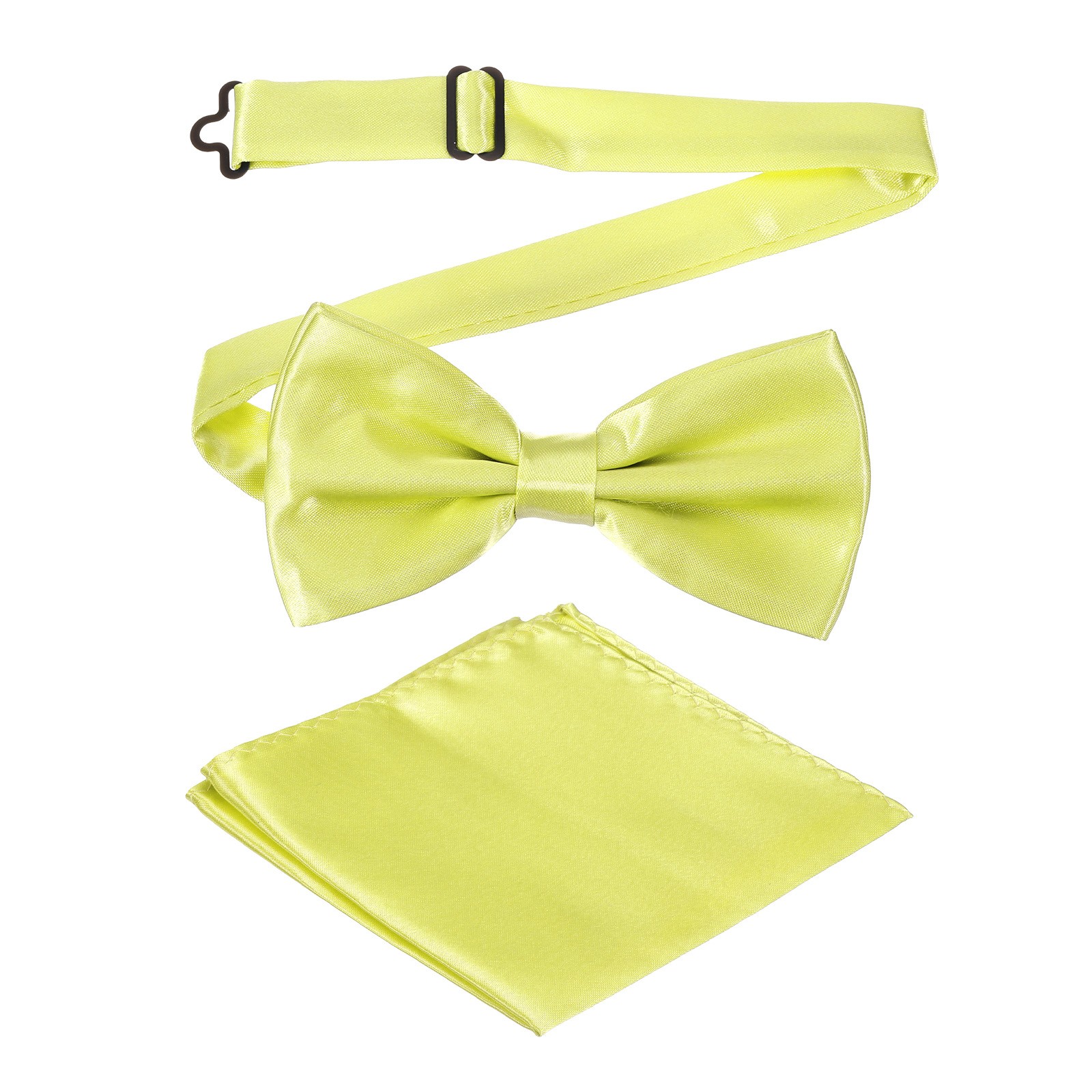 Bow Tie for Men, Adjustable Bow Ties with Pocket Square(Yellow)