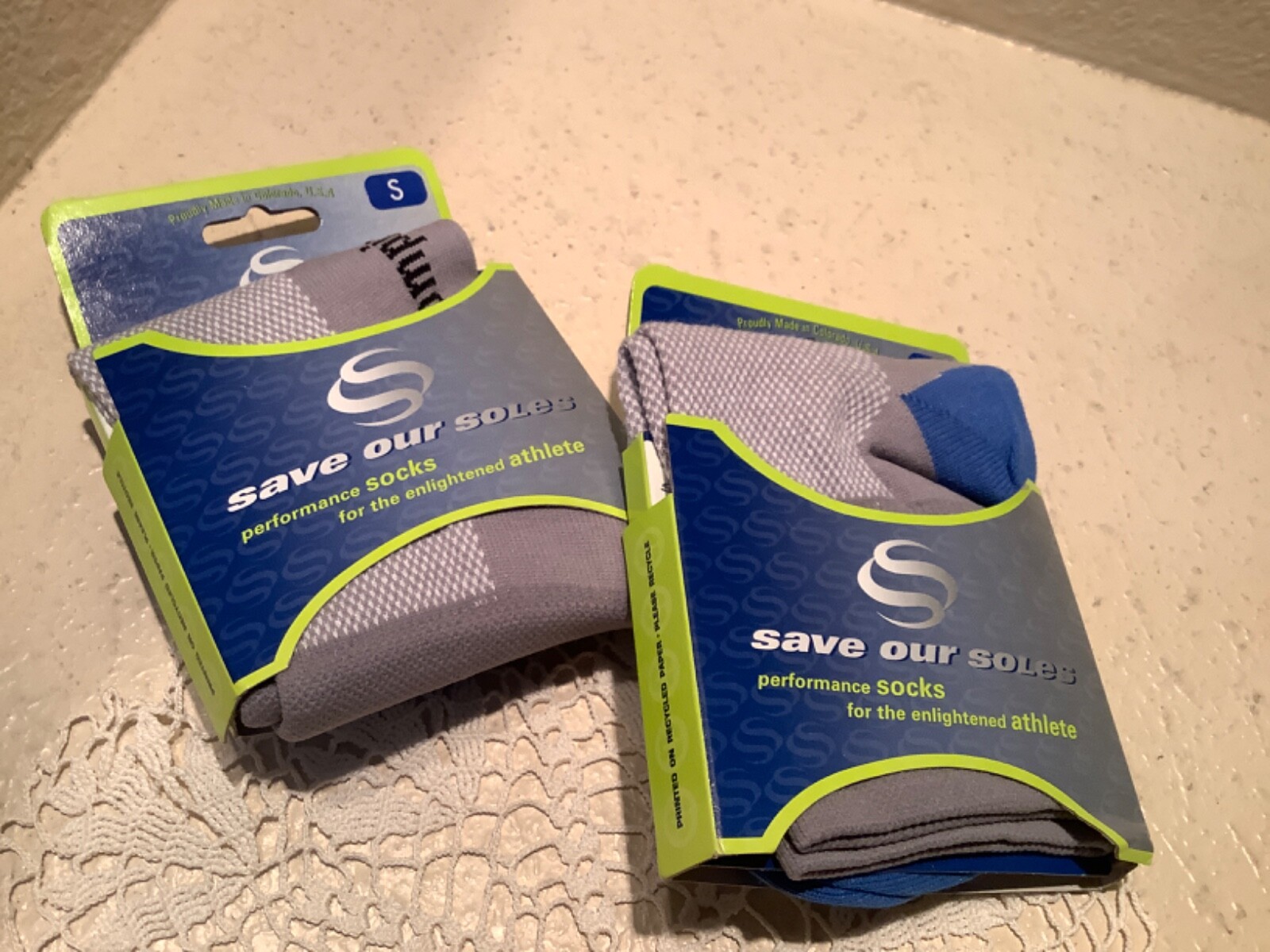Two Save Our Soles Cycling Core Sock Spun Coolmax Women’s Small  New “Raw Hines”