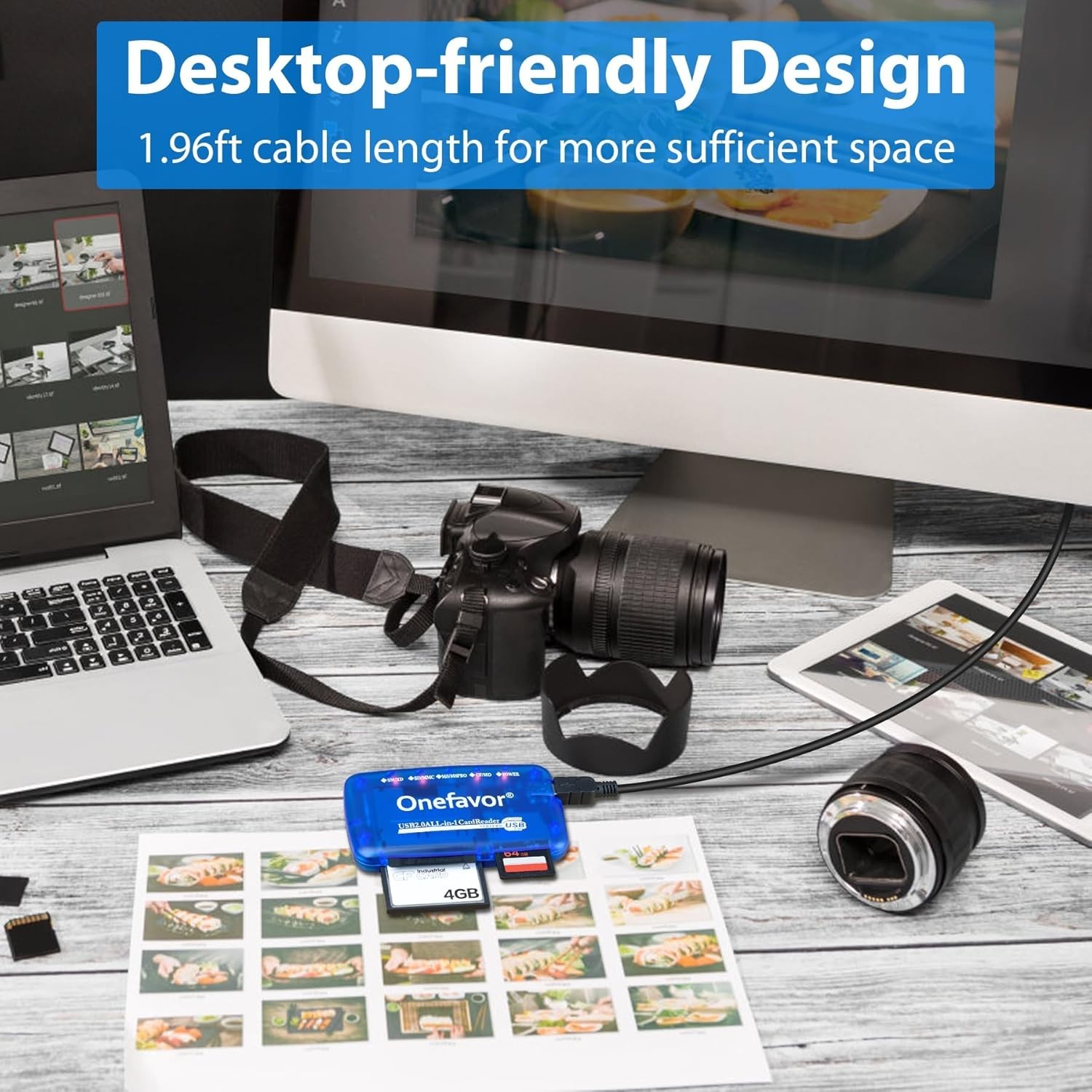 Compact USB Multi Card Adapter - Fast Data Transfer for SD, CF, MMC, MS Cards