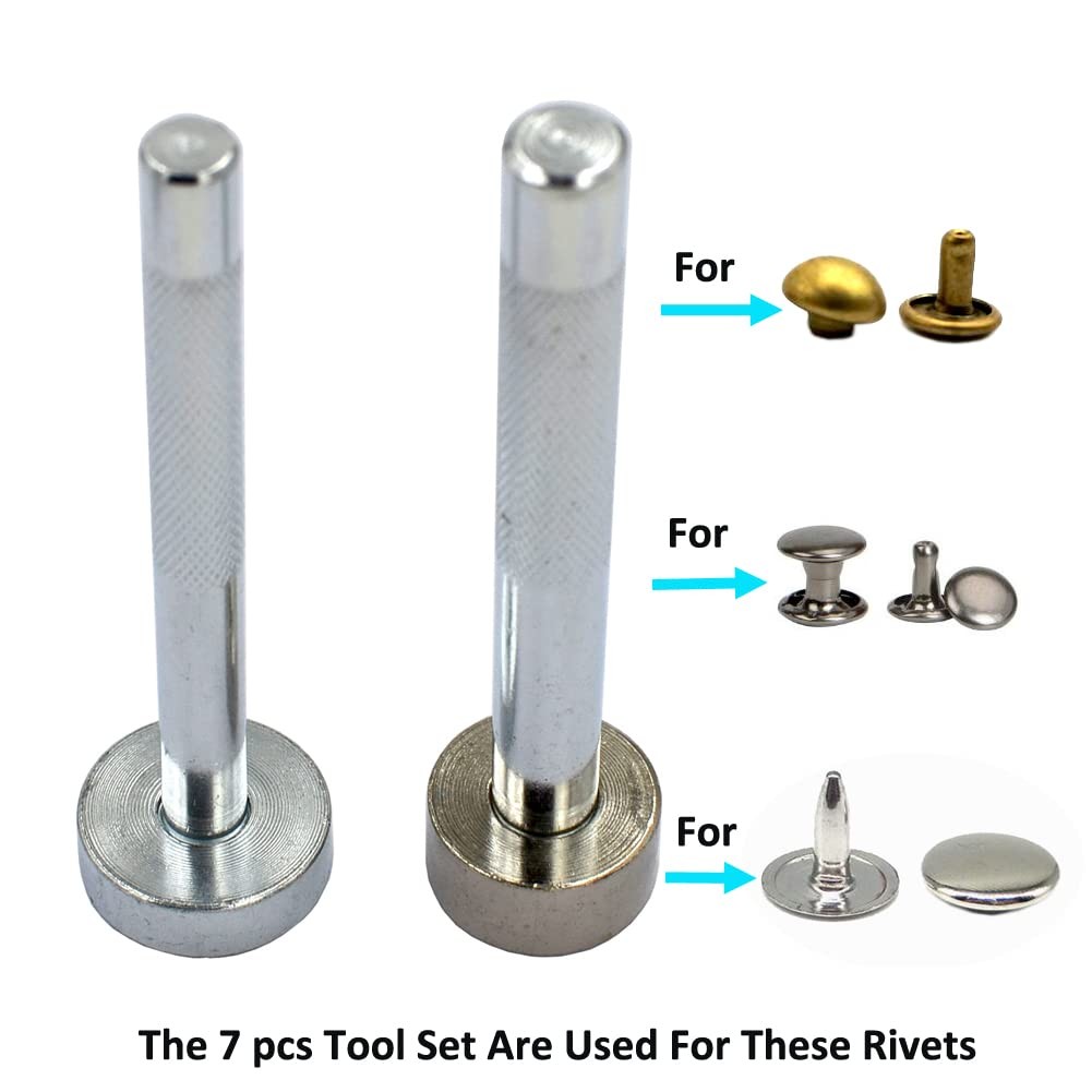 DGOL 7 pcs Metal Domed Rivet Fixing Setting Tool Spike 7pcs Setter