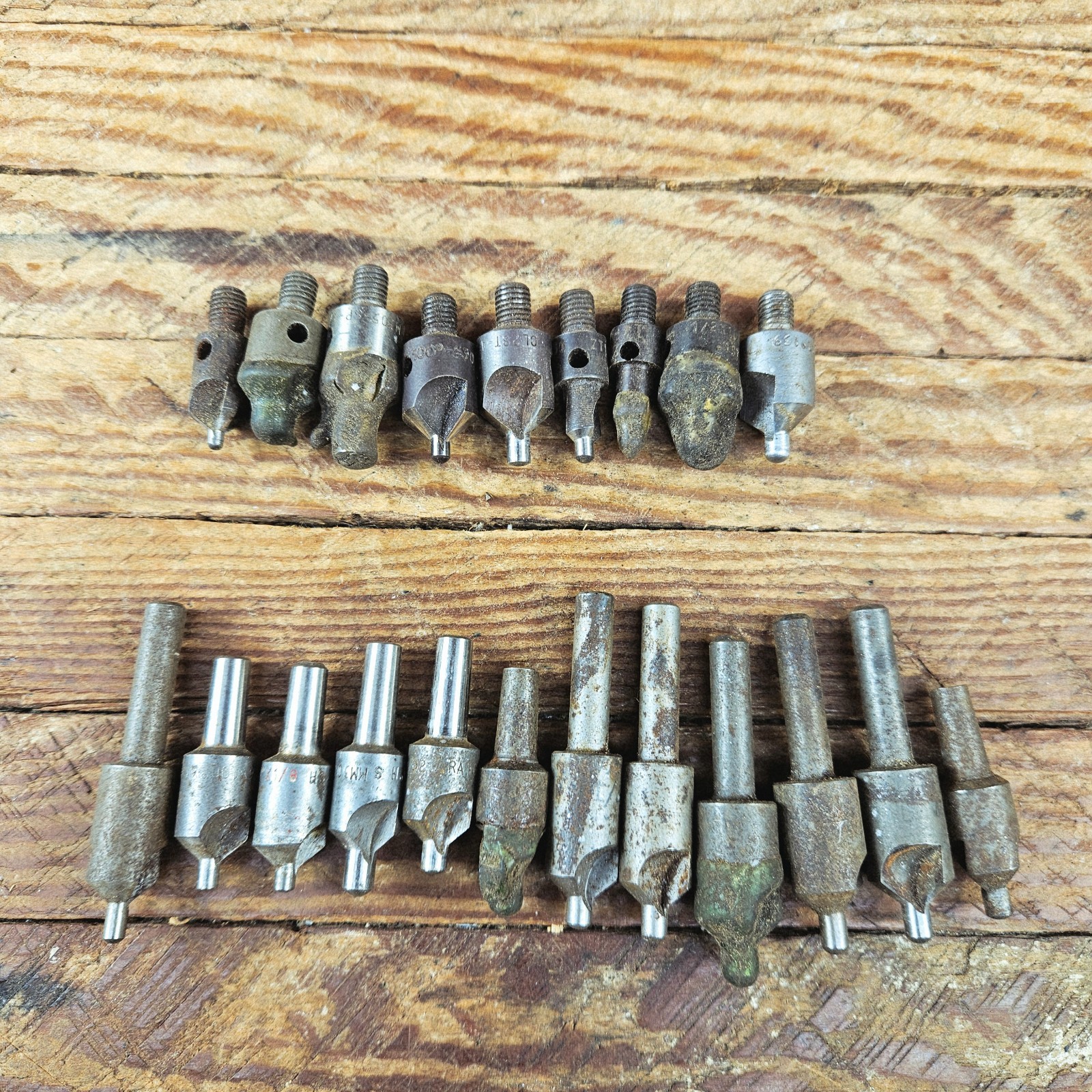 Lot of 21 Threaded & 1/4 shank Piloted Countersinks 100 Deg