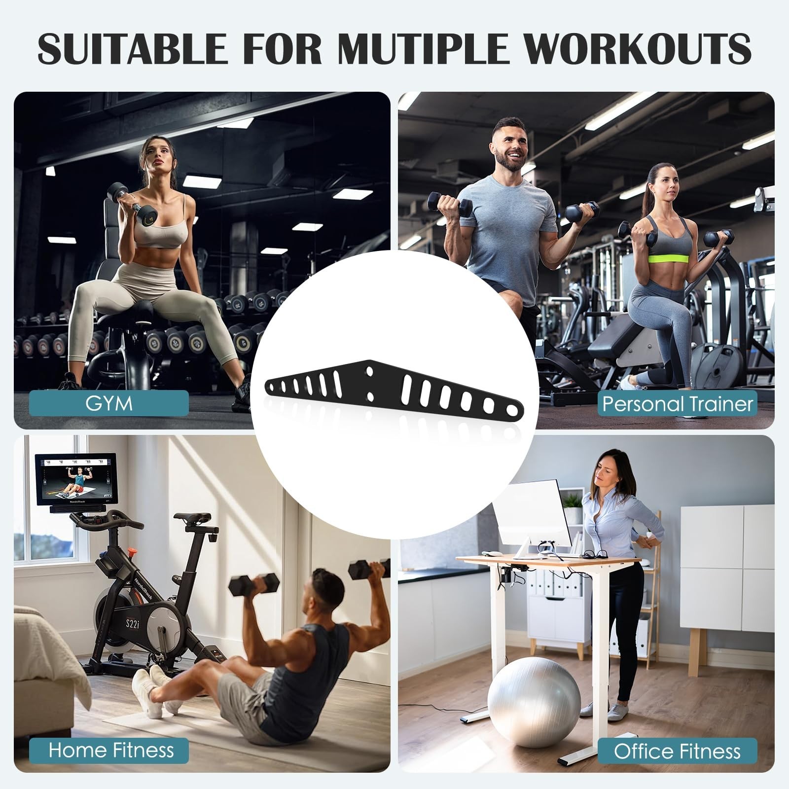 Multi-Grip LAT Pull Down Bar for Home Gym Fitness, Cable Machine Attachment, ...