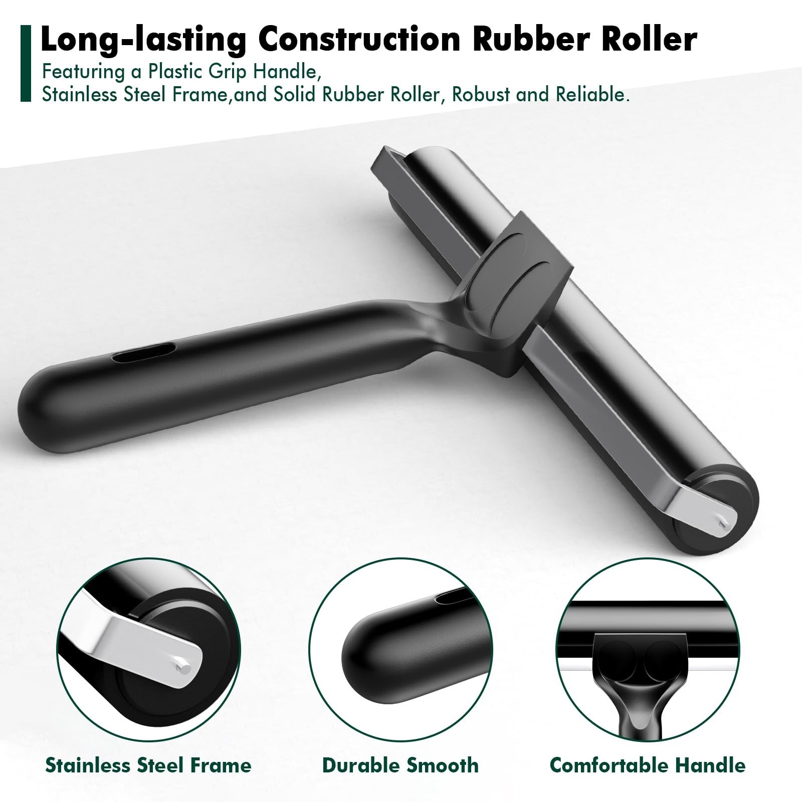 3 Pack Rubber Brayer Rollers - Crafting, Printmaking, Ink & Glue Applicators (2.