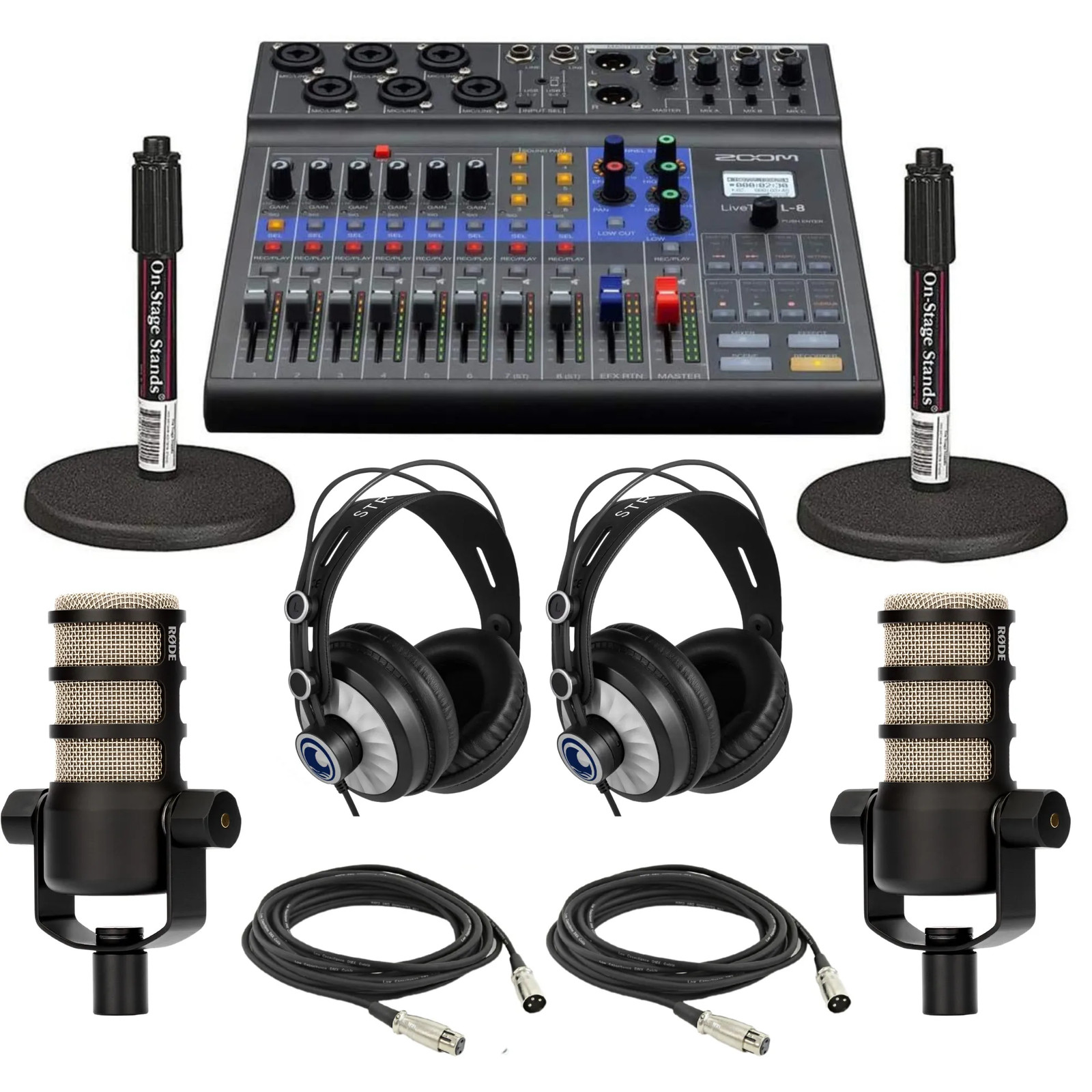 Zoom L8 with Rode PodMics and Accessories