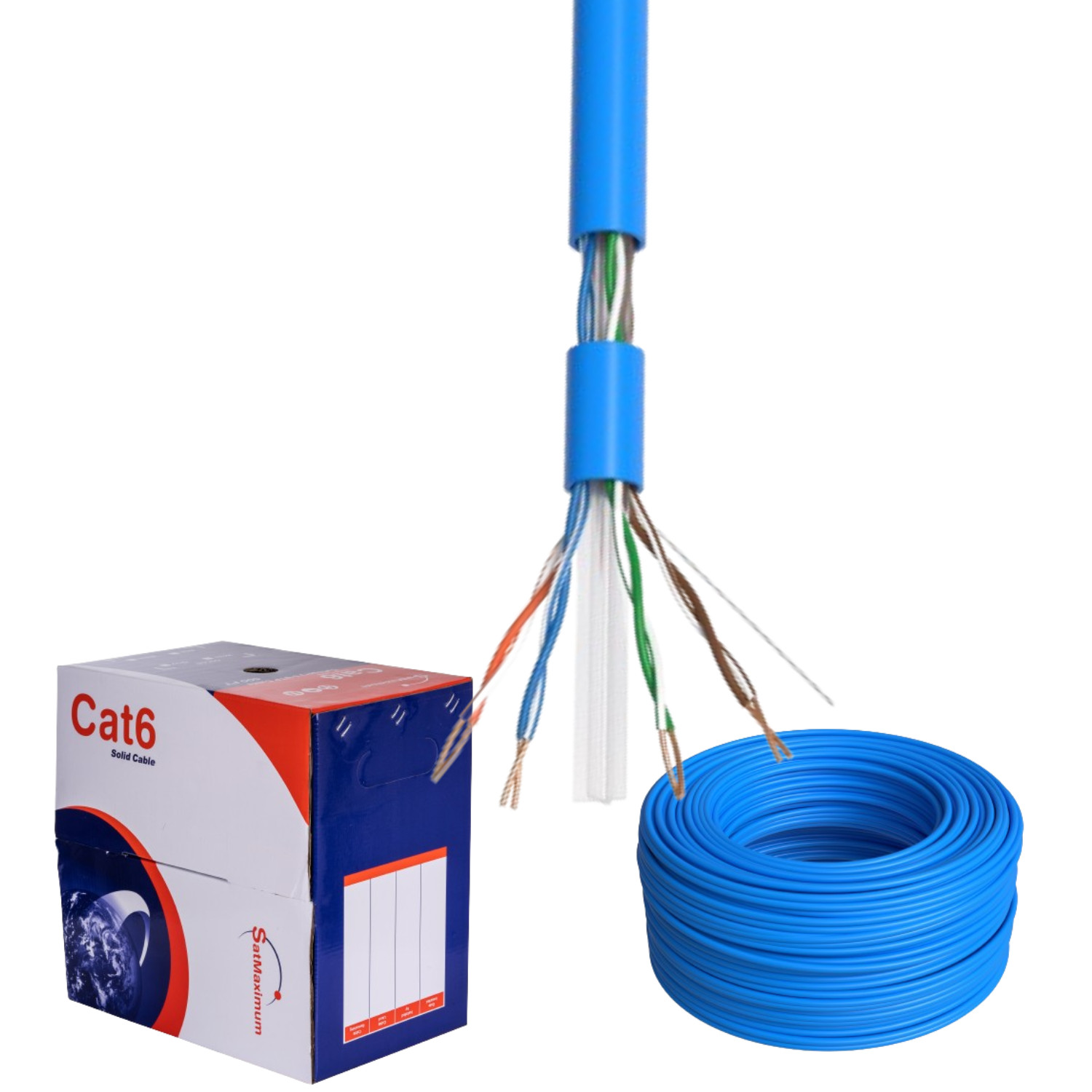 500FT CAT6 Cable CCA UTP Unshielded Solid 23AWG Ethernet LAN Network RJ45 BLUE