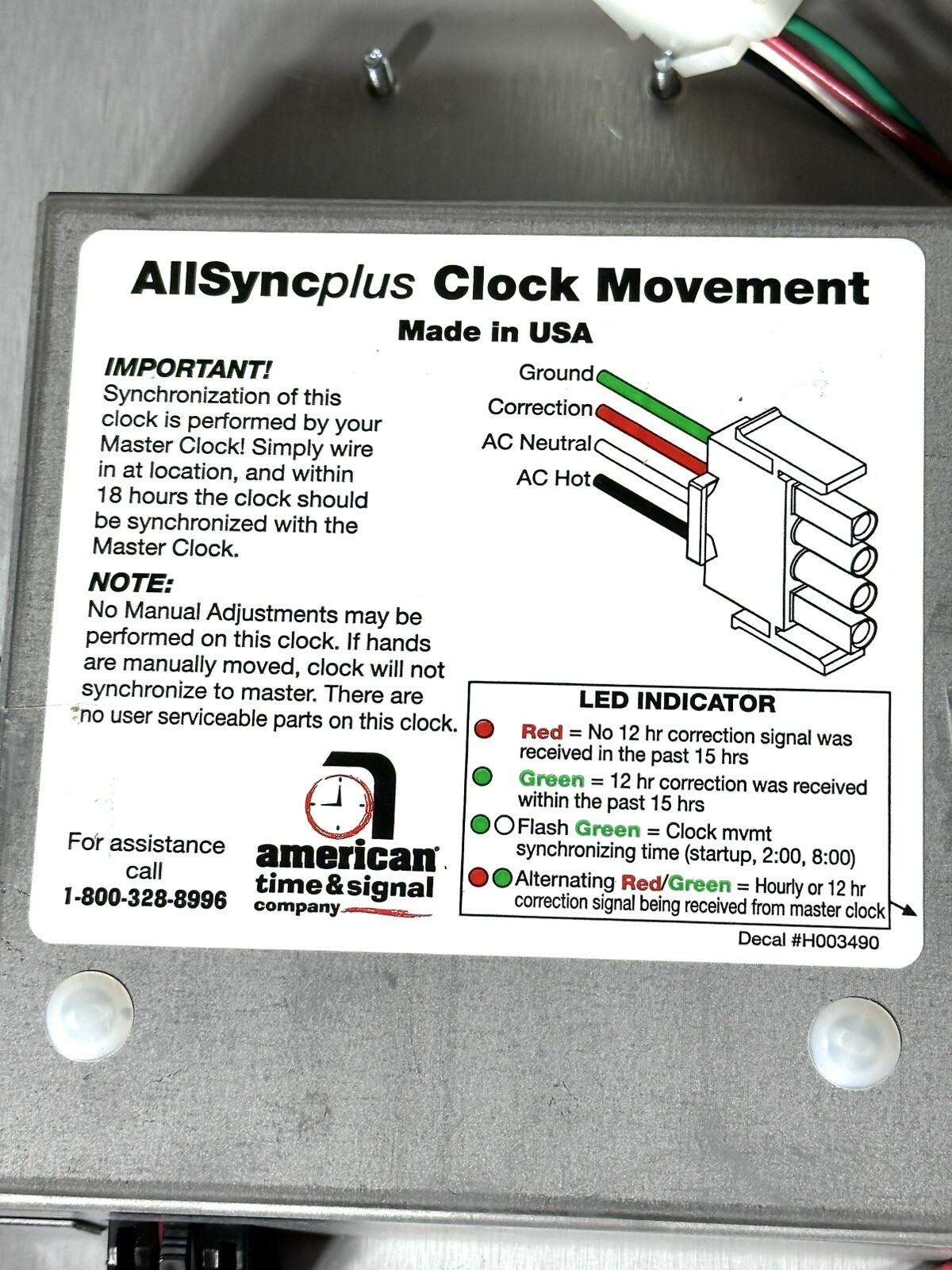 American All Sync Plus Clock U54BHAA404 12" Clock New