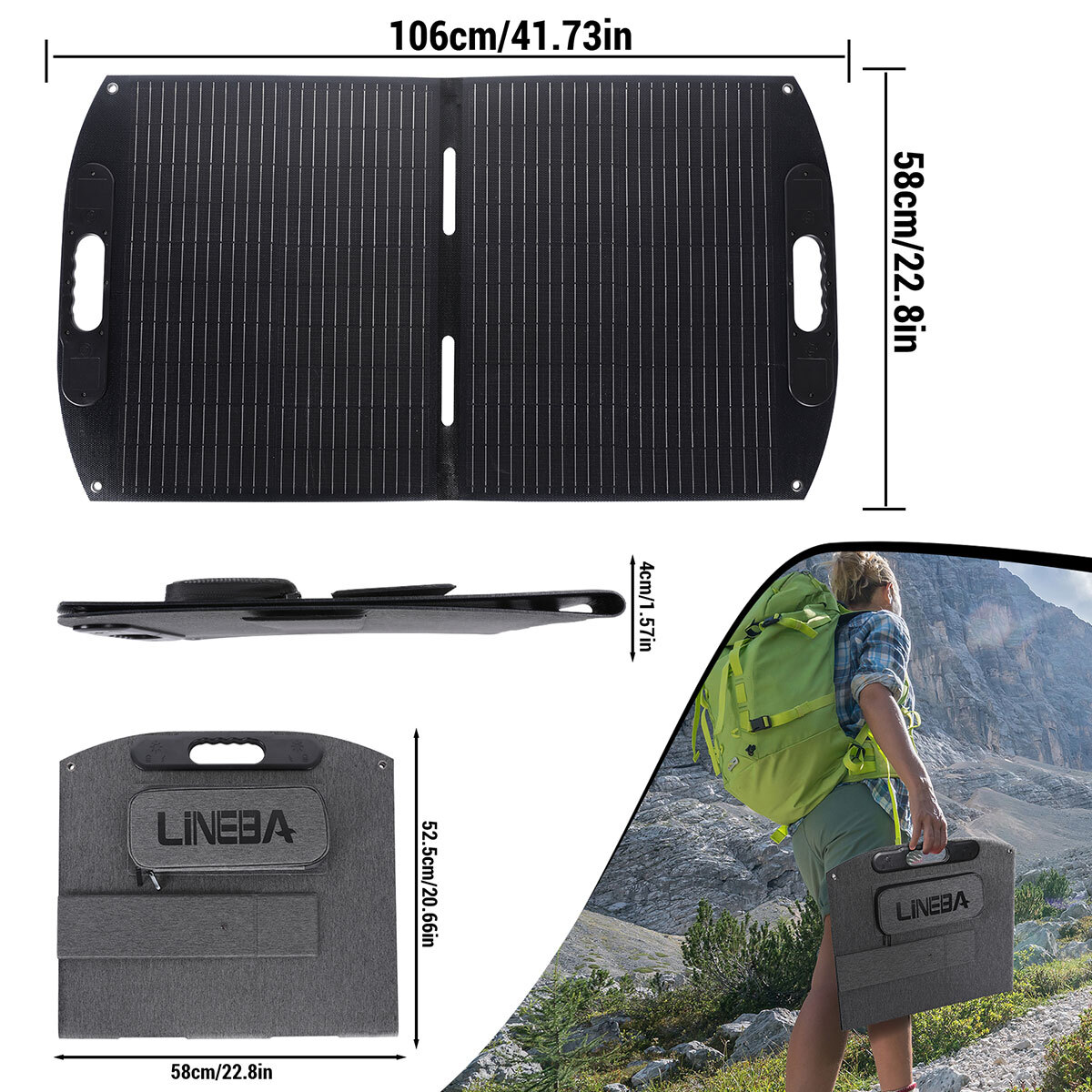 200w 22v Portable Foldable Solar Panel USB/Type-C/DC Output (81x23inch/9.5lb) US