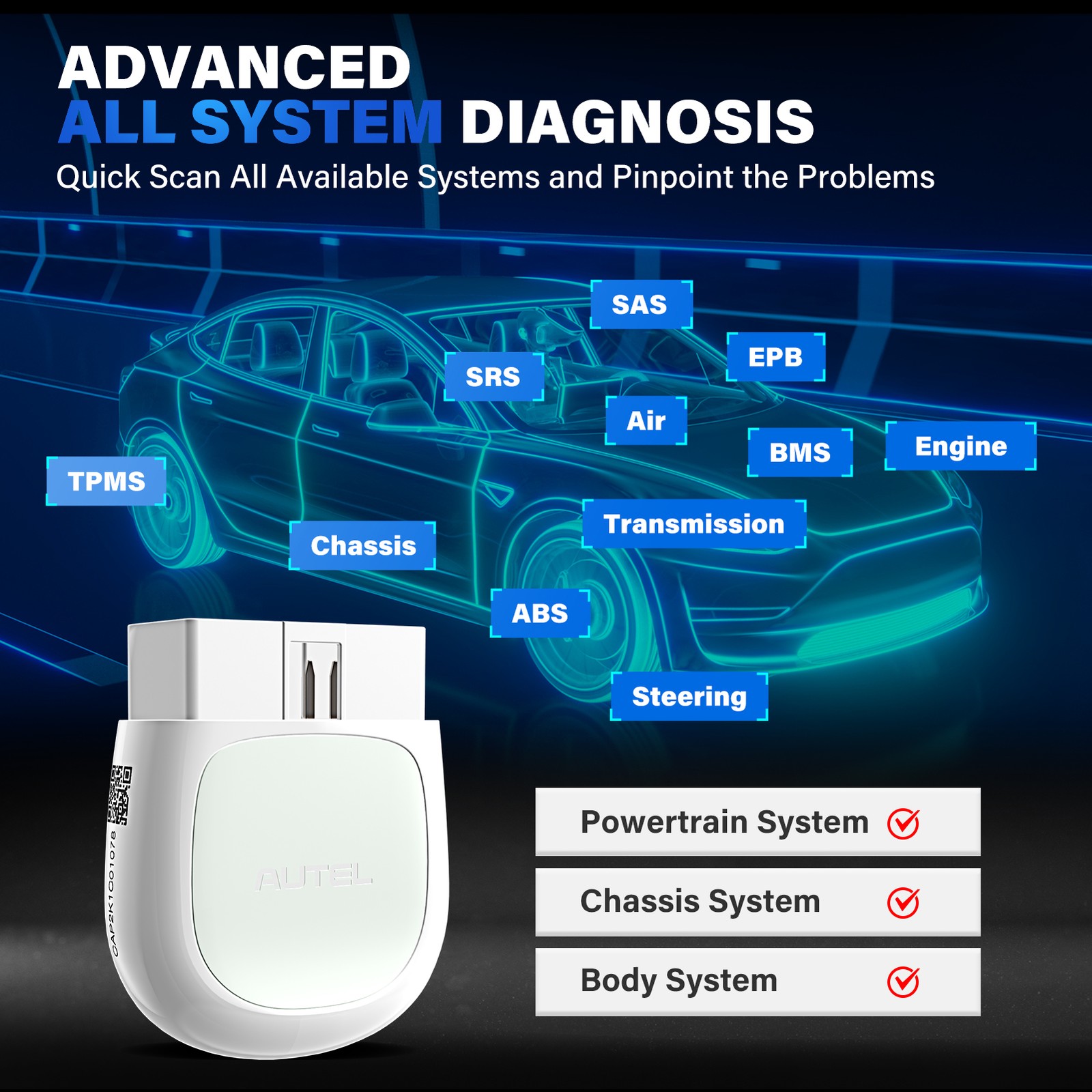 Autel MaxiAP AP200 Bluetooth OBD2 Scanner Code Full System Diagnostic TPMS IMMO