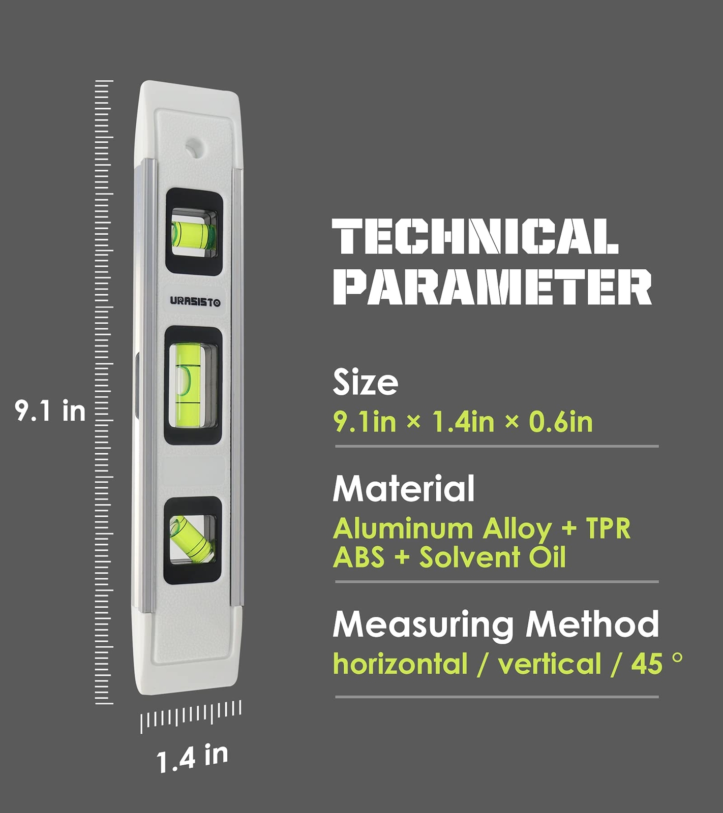 Torpedo Level 9inch Level With 45/90/180 Bubbles Small Measuring Tool3 Pack