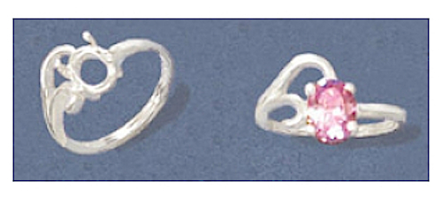 8x6mm Oval Sterling Silver Pre-Notched Ring Setting Size 7
