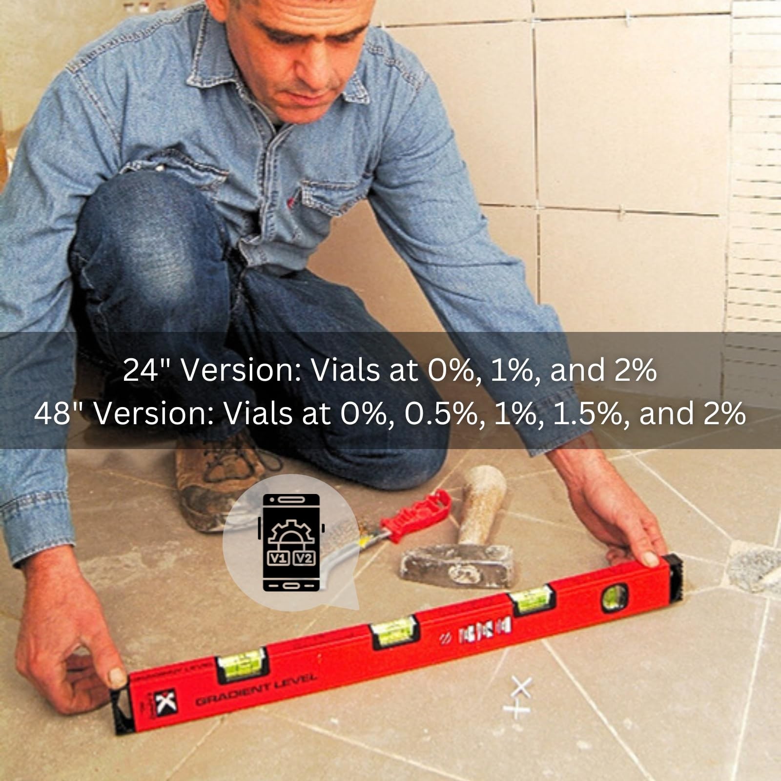 Kapro - 105 Topgrade Gradient Box Level - with Slope 48-Inch, Red